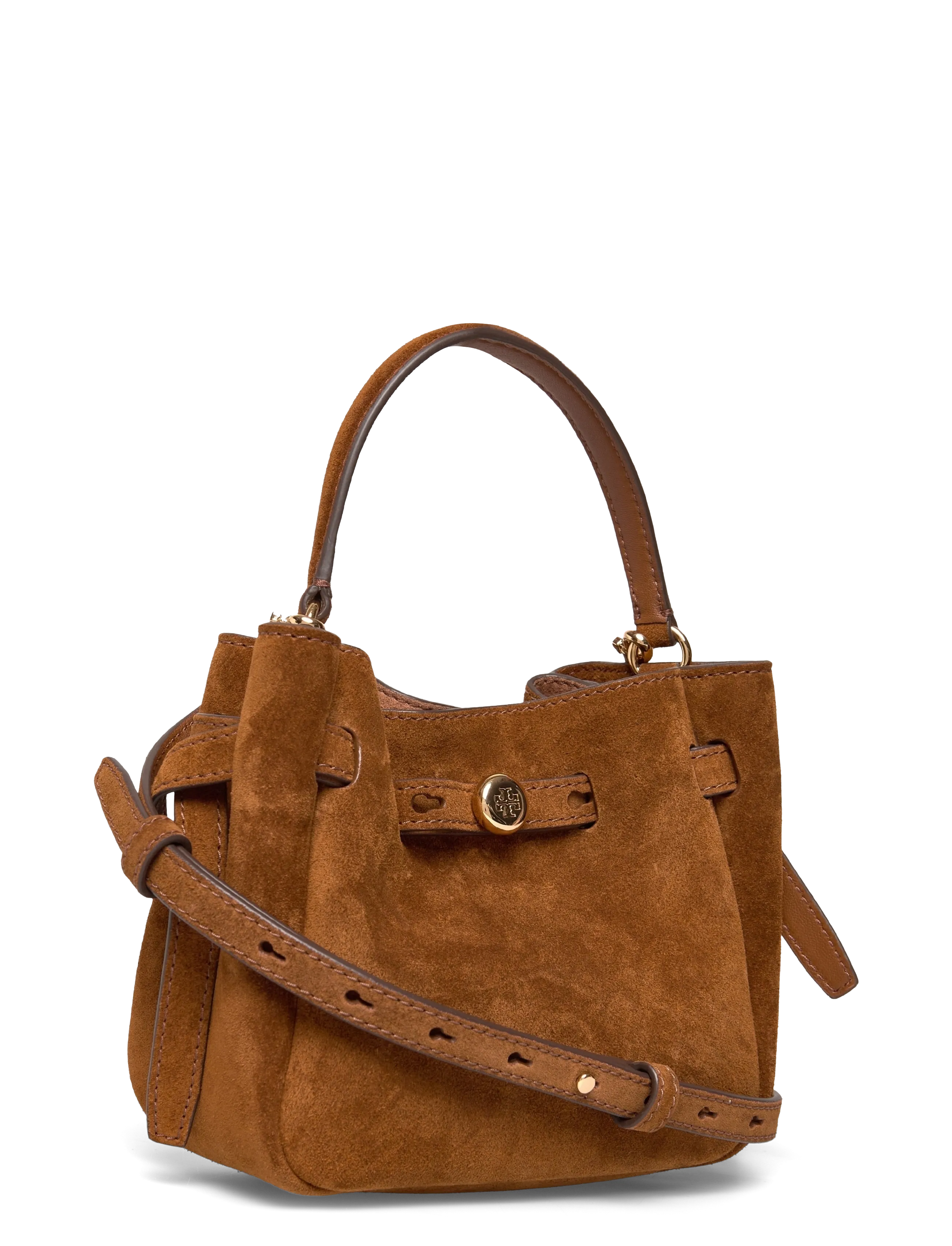 Tory Burch - Romy Suede Mini Bucket Bag - top handle tasker - caramel - 2