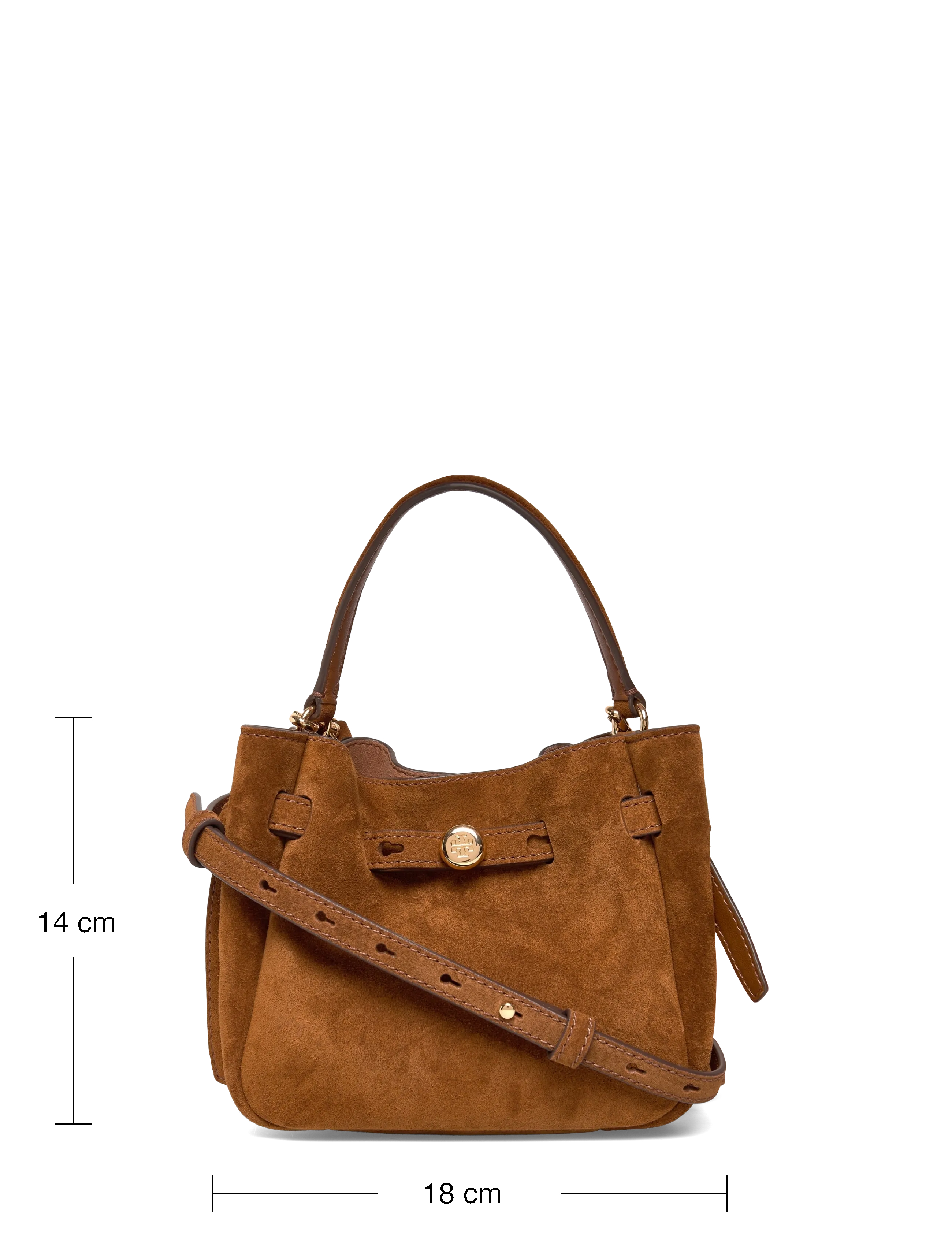 Tory Burch - Romy Suede Mini Bucket Bag - top handle tasker - caramel - 3