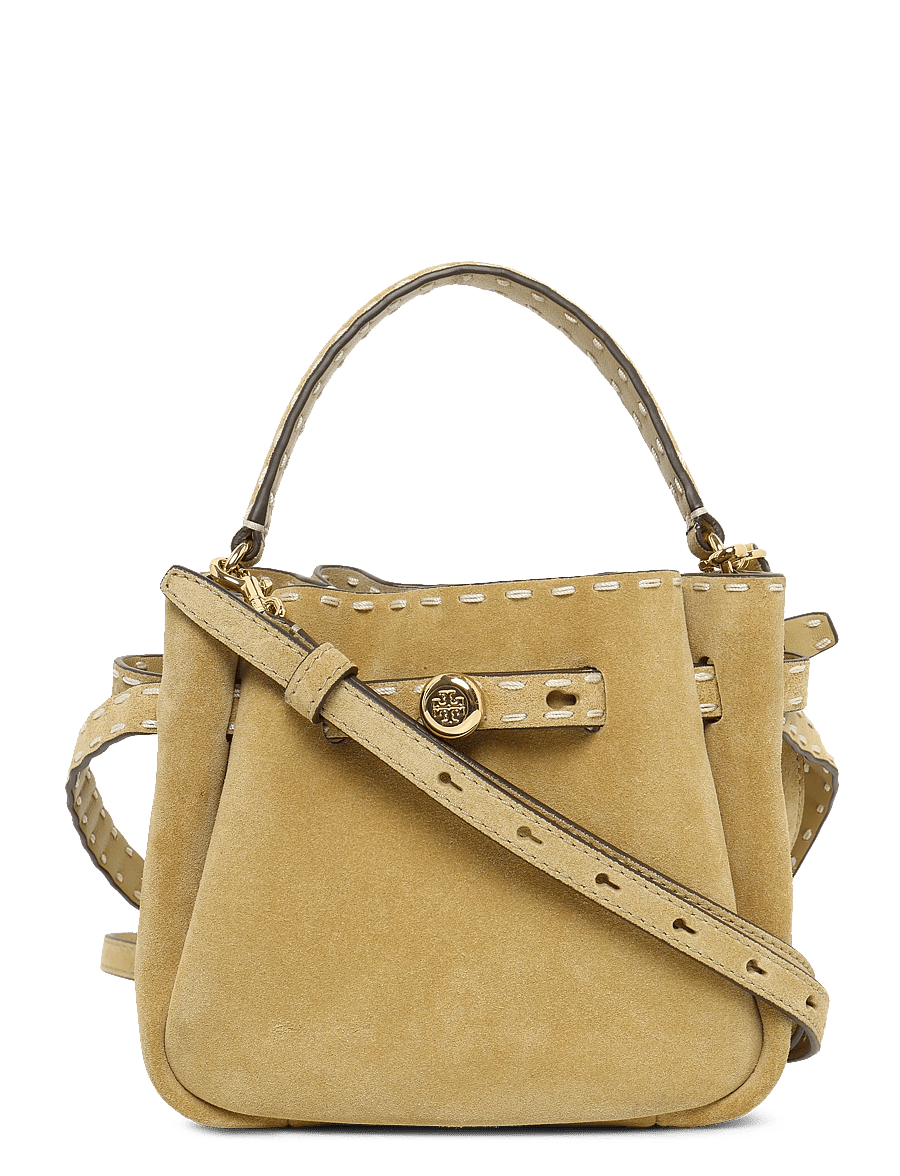 Tory Burch - Romy Suede Pick Stitch Mini Bucket Bag - butter - 0