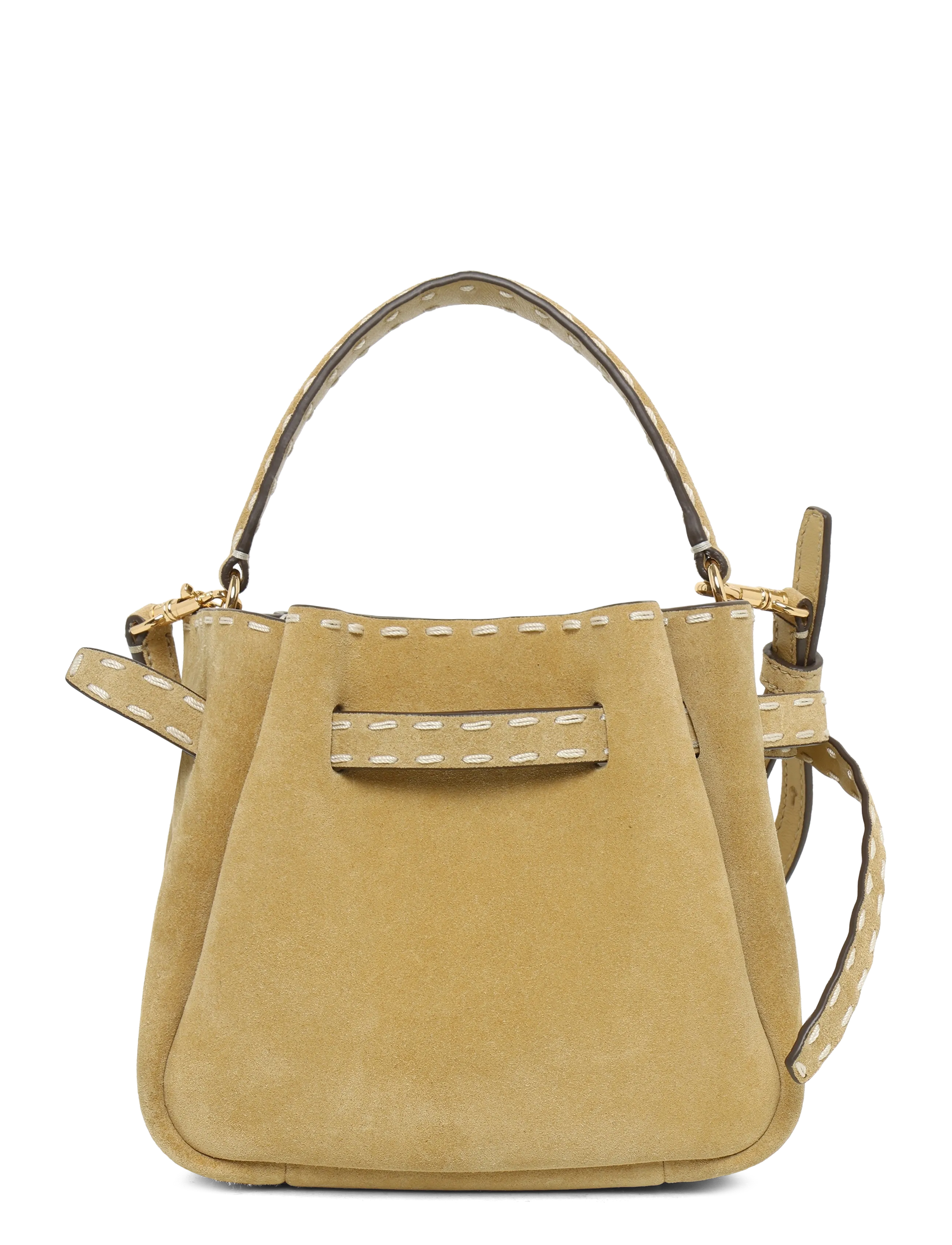 Tory Burch - Romy Suede Pick Stitch Mini Bucket Bag - butter - 1