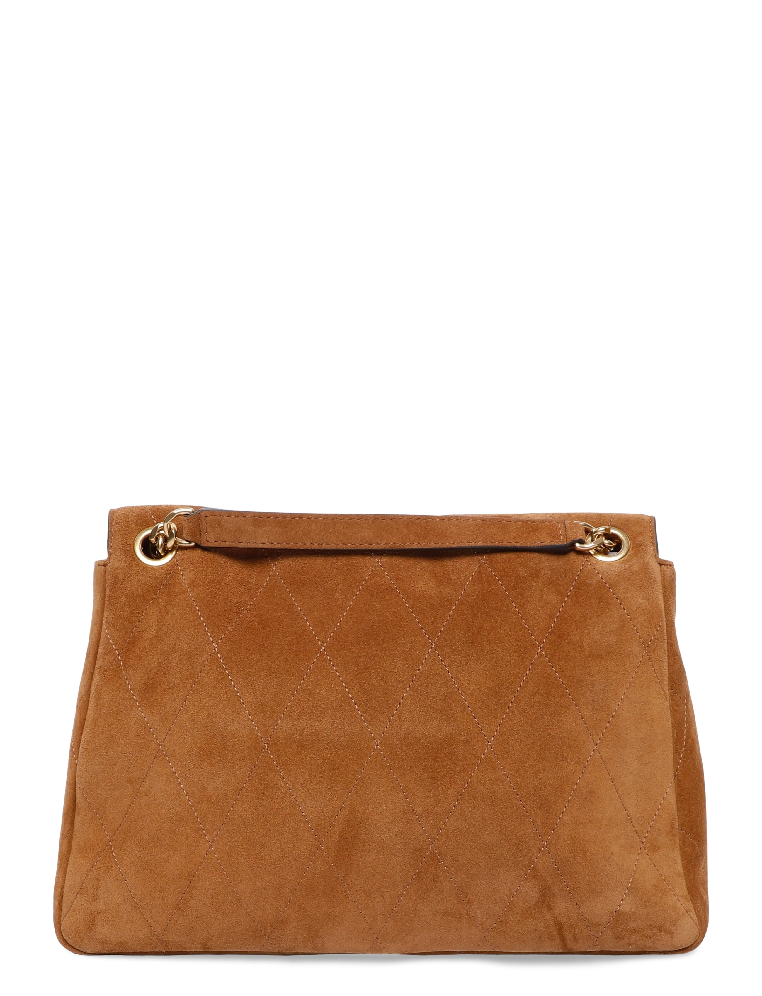 Tory Burch - Charlie Quilted Suede Shoulder Bag - skuldertasker - caramel - 1