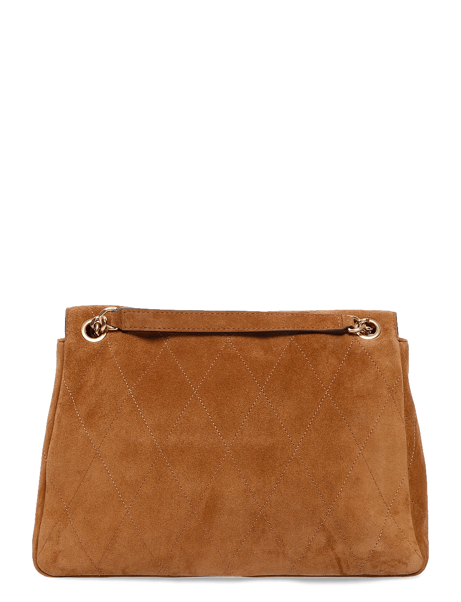 Tory Burch - Charlie Quilted Suede Shoulder Bag - skuldertasker - caramel - 1