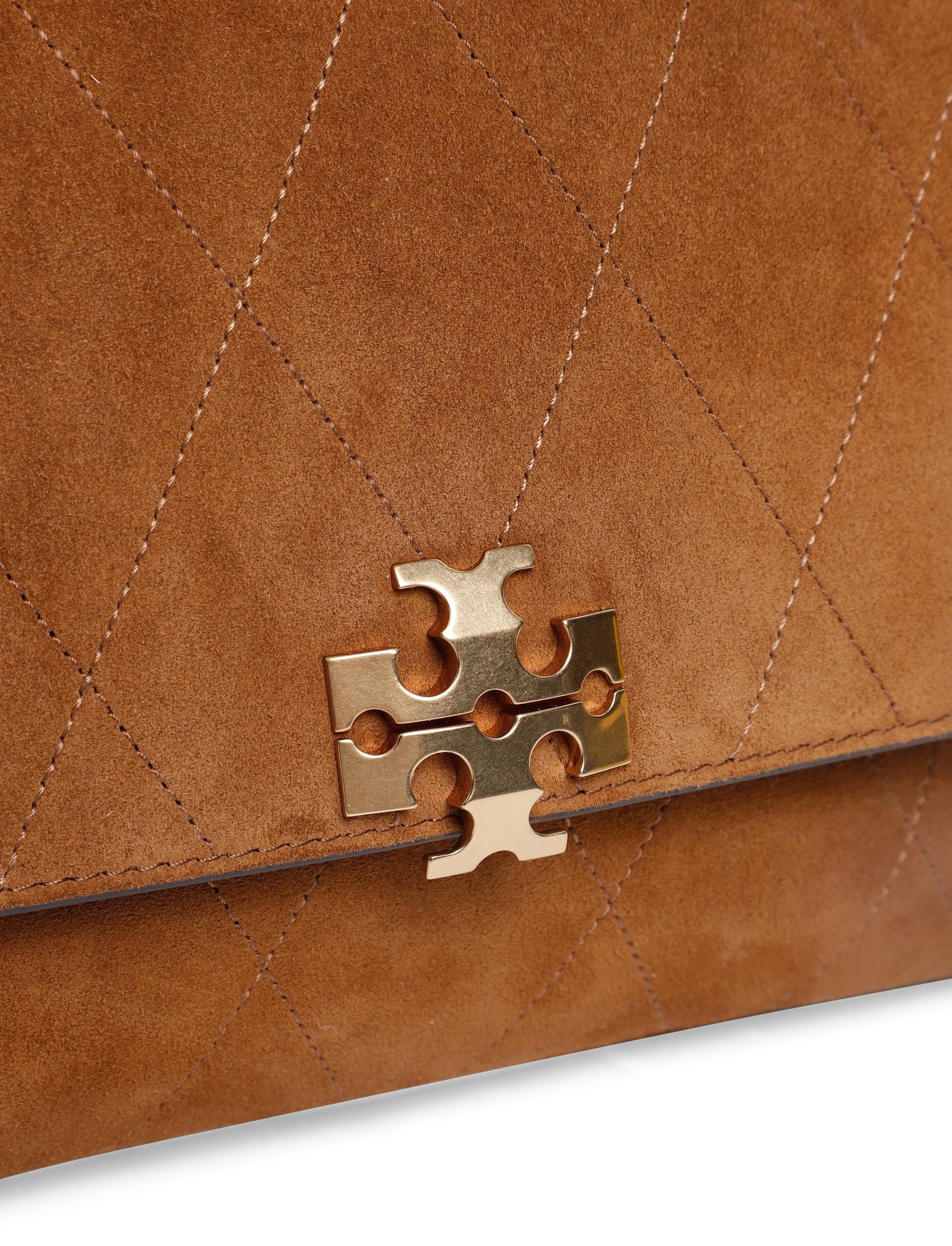 Tory Burch - Charlie Quilted Suede Shoulder Bag - skuldertasker - caramel - 2