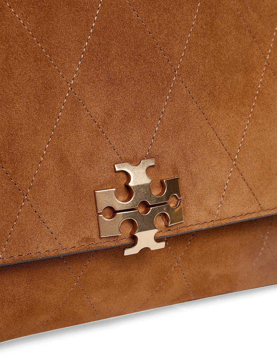 Tory Burch - Charlie Quilted Suede Shoulder Bag - skuldertasker - caramel - 2
