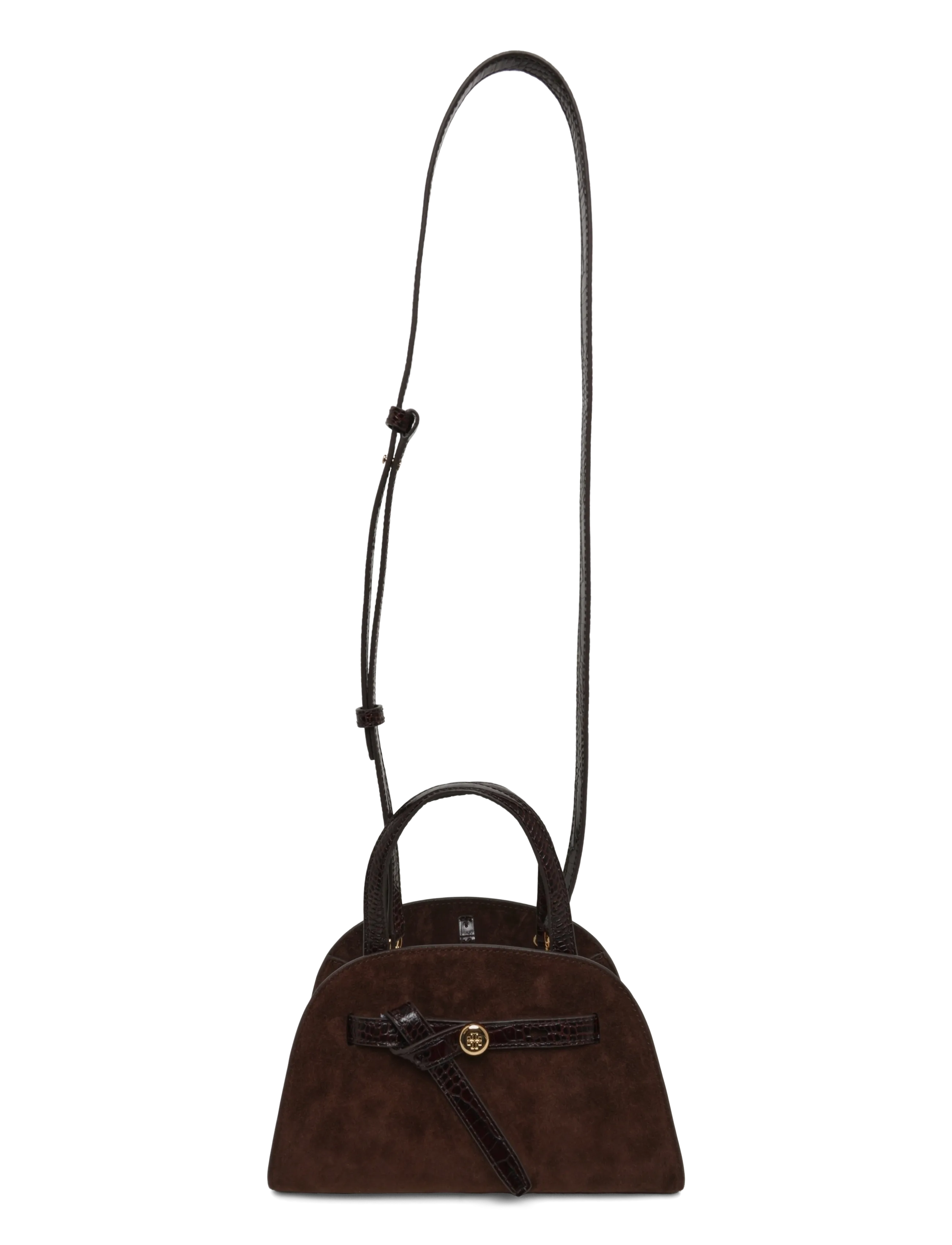 Tory Burch Romy Suede Small Bauletto - Tasker - DARK COCOA / brown
