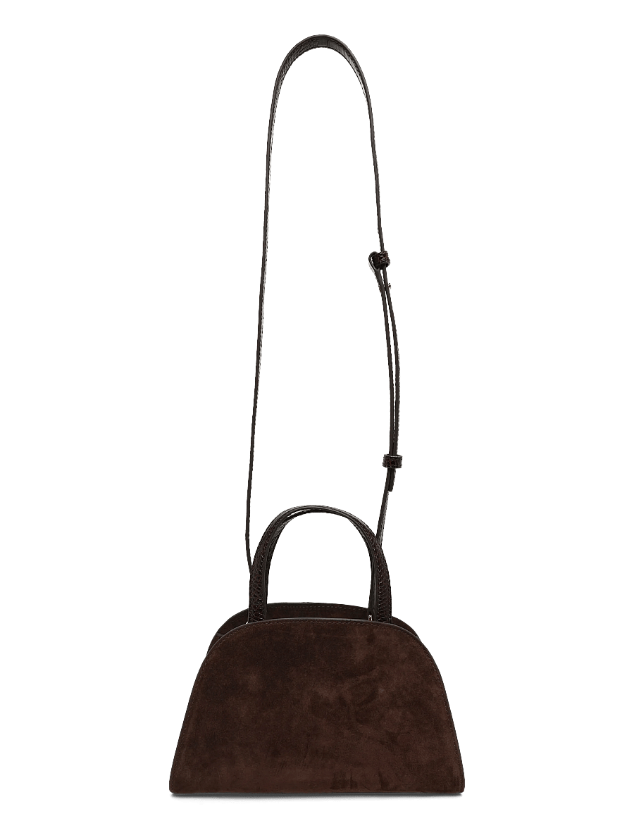 Tory Burch - Romy Suede Small Bauletto - crossbody bags - dark cocoa - 1