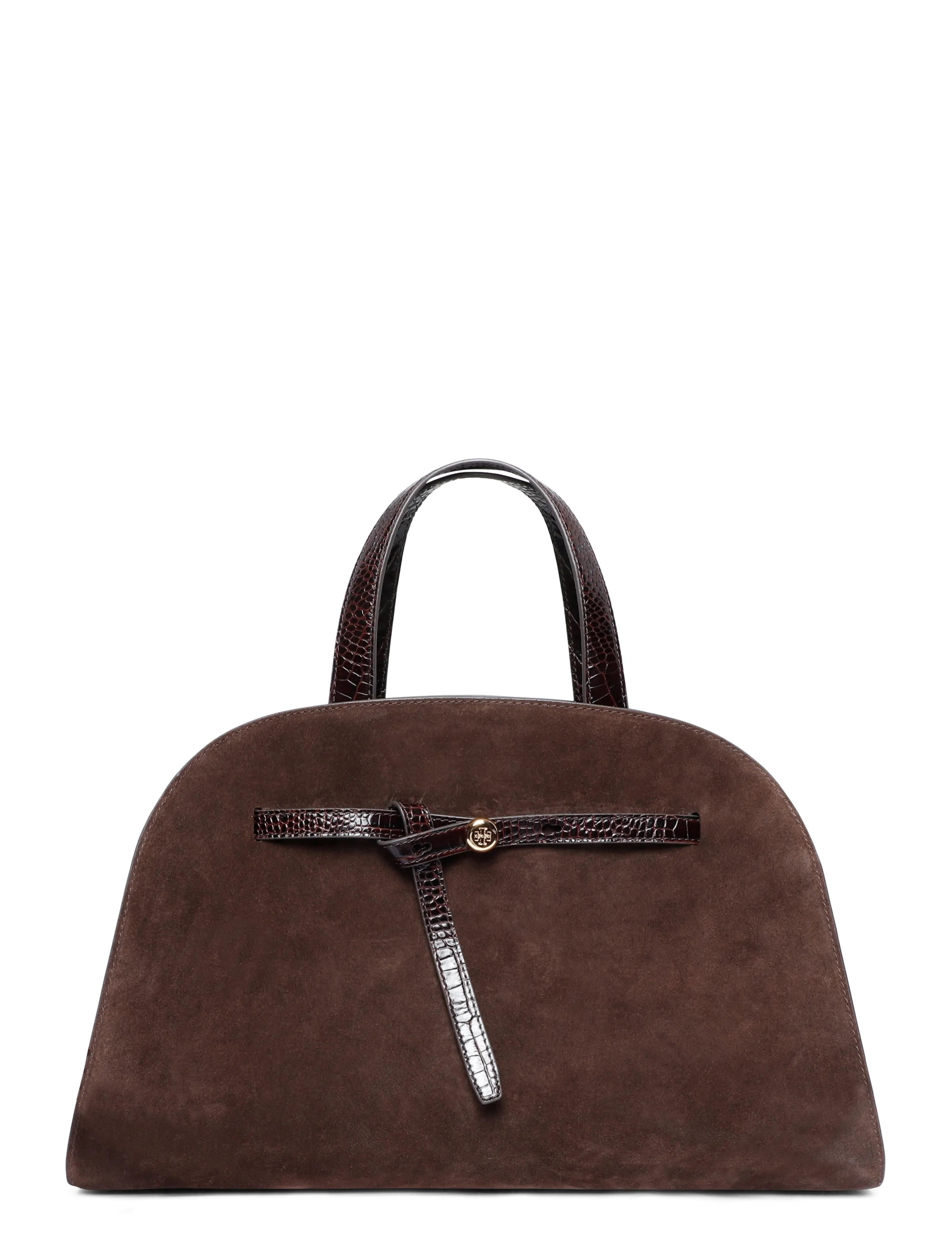 Tory Burch Romy Suede Bauletto, Kvinder, Bauletto Håndtaske, Brun, Str: ONE SIZE