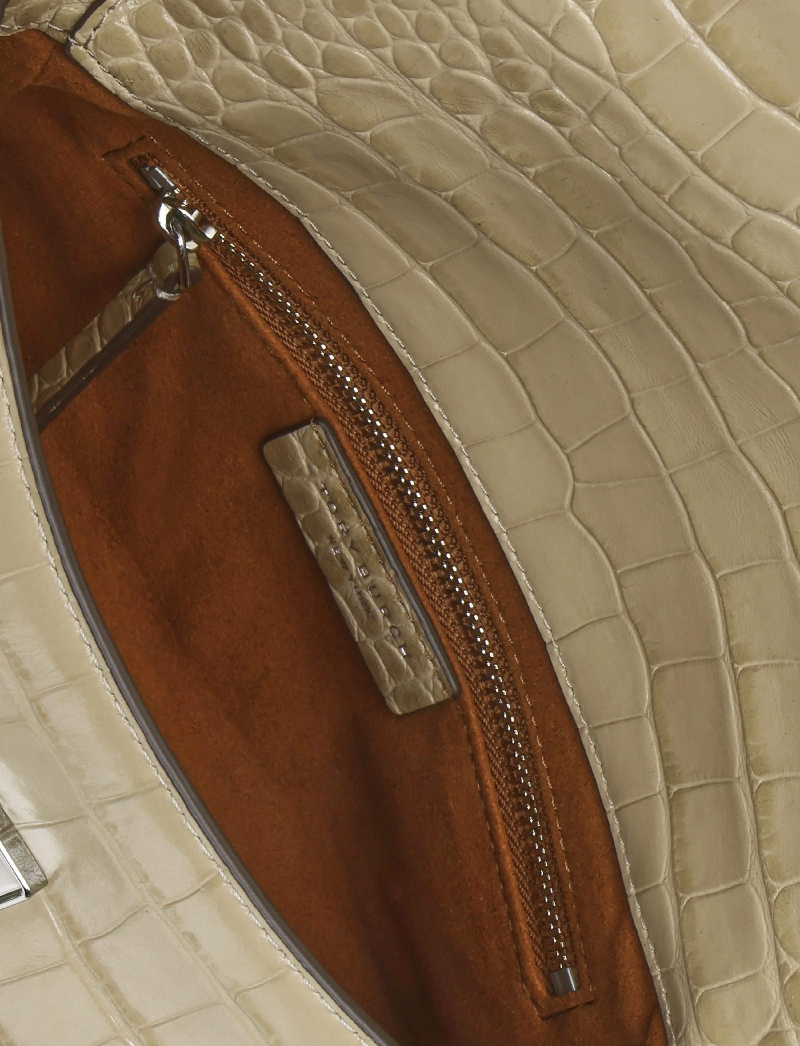 Tory Burch - Charlie Embossed Croc Small Shoulder Bag - light hickory - 3