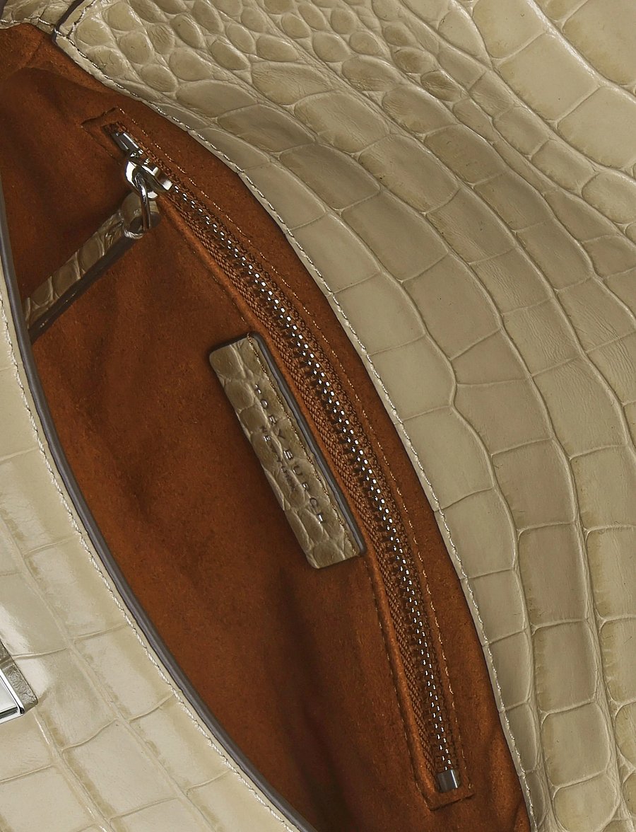 Tory Burch - Charlie Embossed Croc Small Shoulder Bag - light hickory - 3