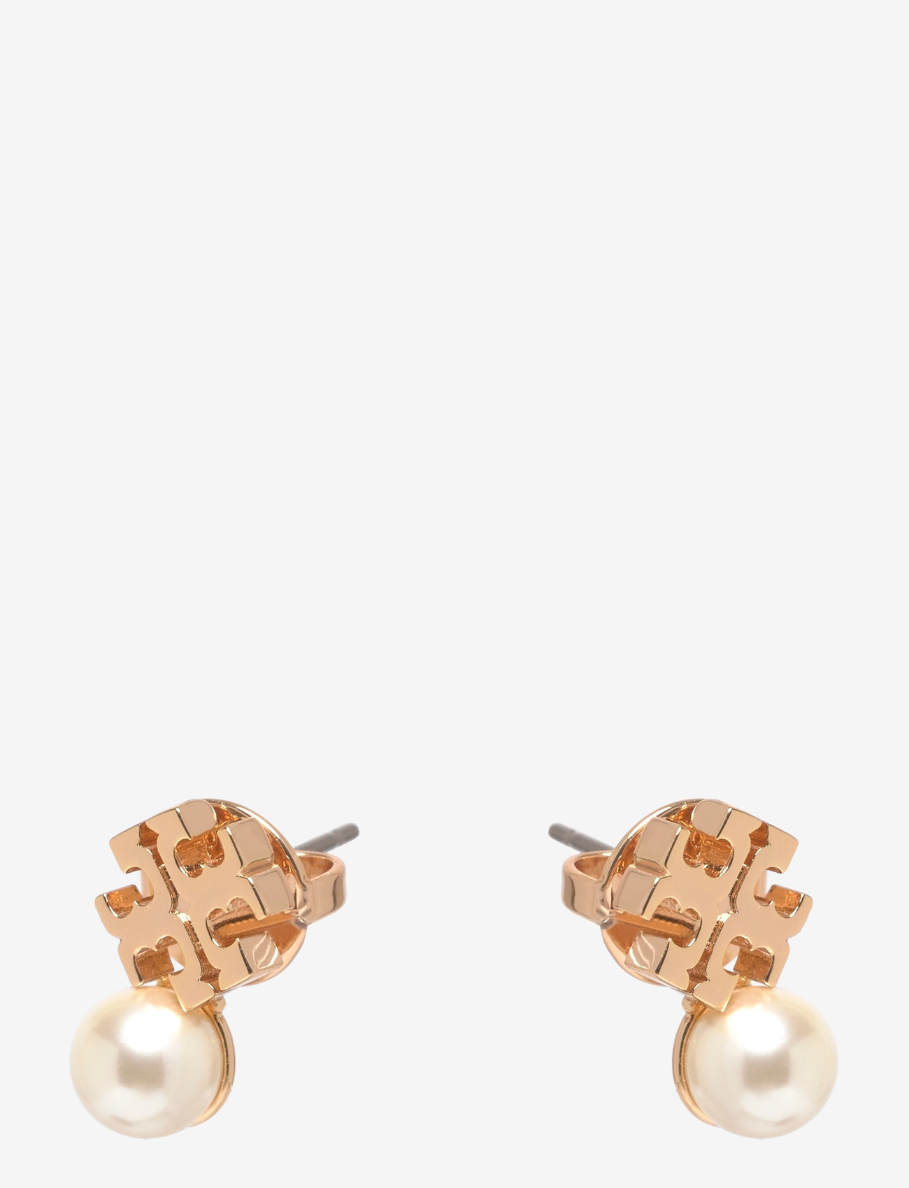 Tory Burch - Moondance Logo and Pearl Stud Earrings - perleøreringe - tory gold / pearl - 0