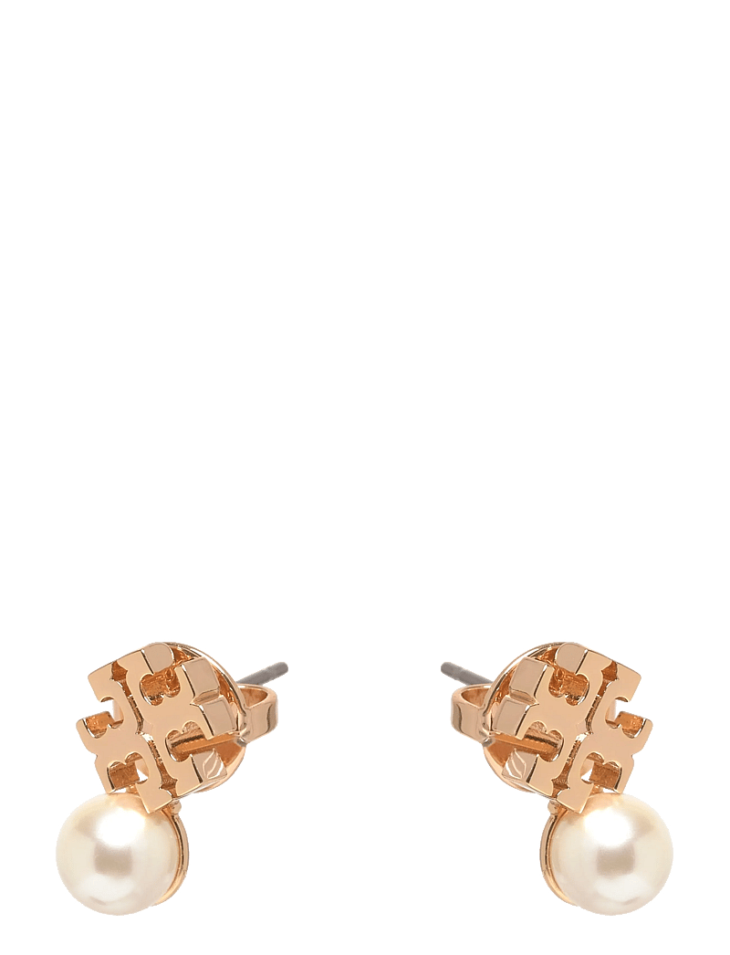 Tory Burch - Moondance Logo and Pearl Stud Earrings - perleøreringe - tory gold / pearl - 0