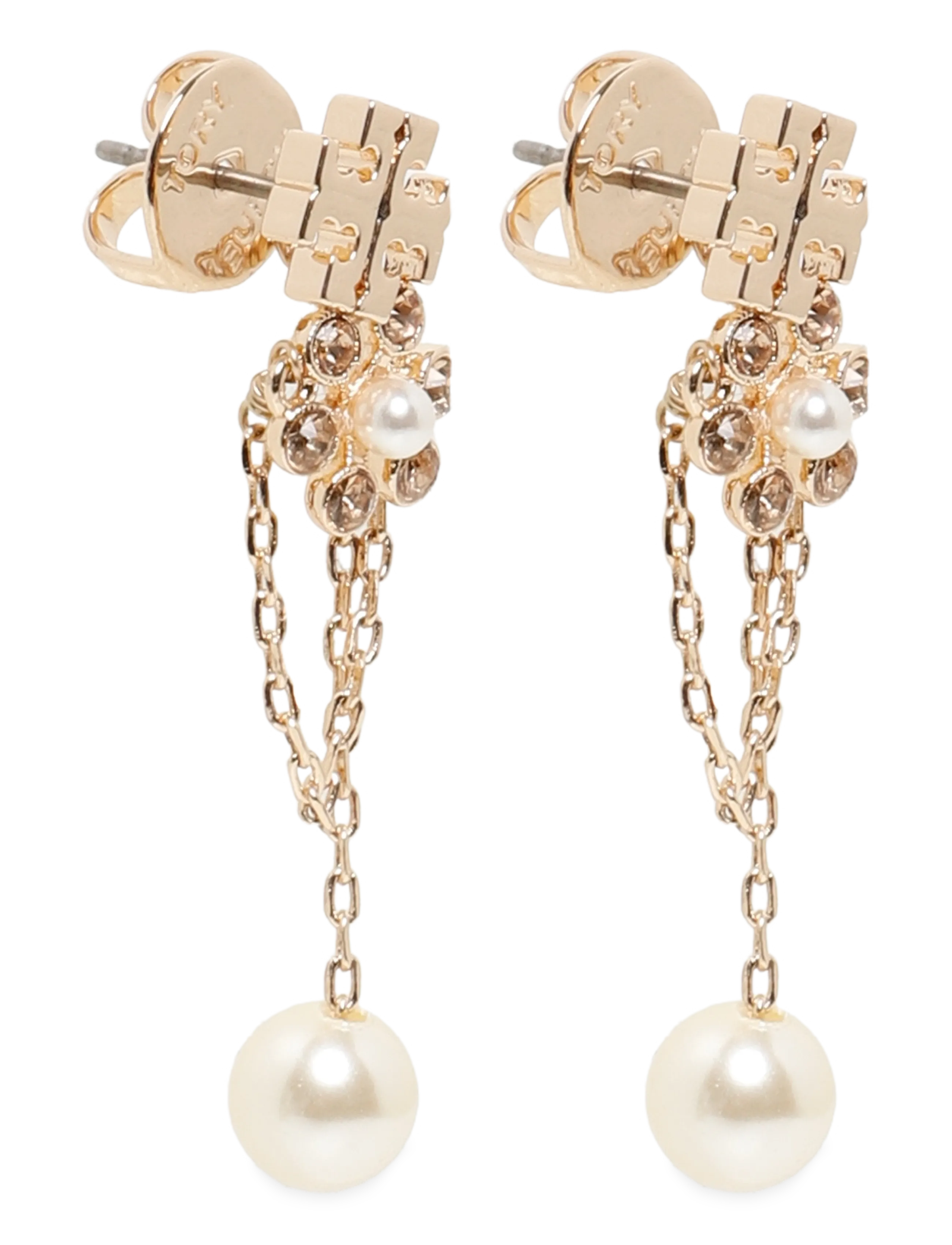 Tory Burch Moondance Pearl Chain Earrings - Ehted - TORY GOLD / CREAM / gold