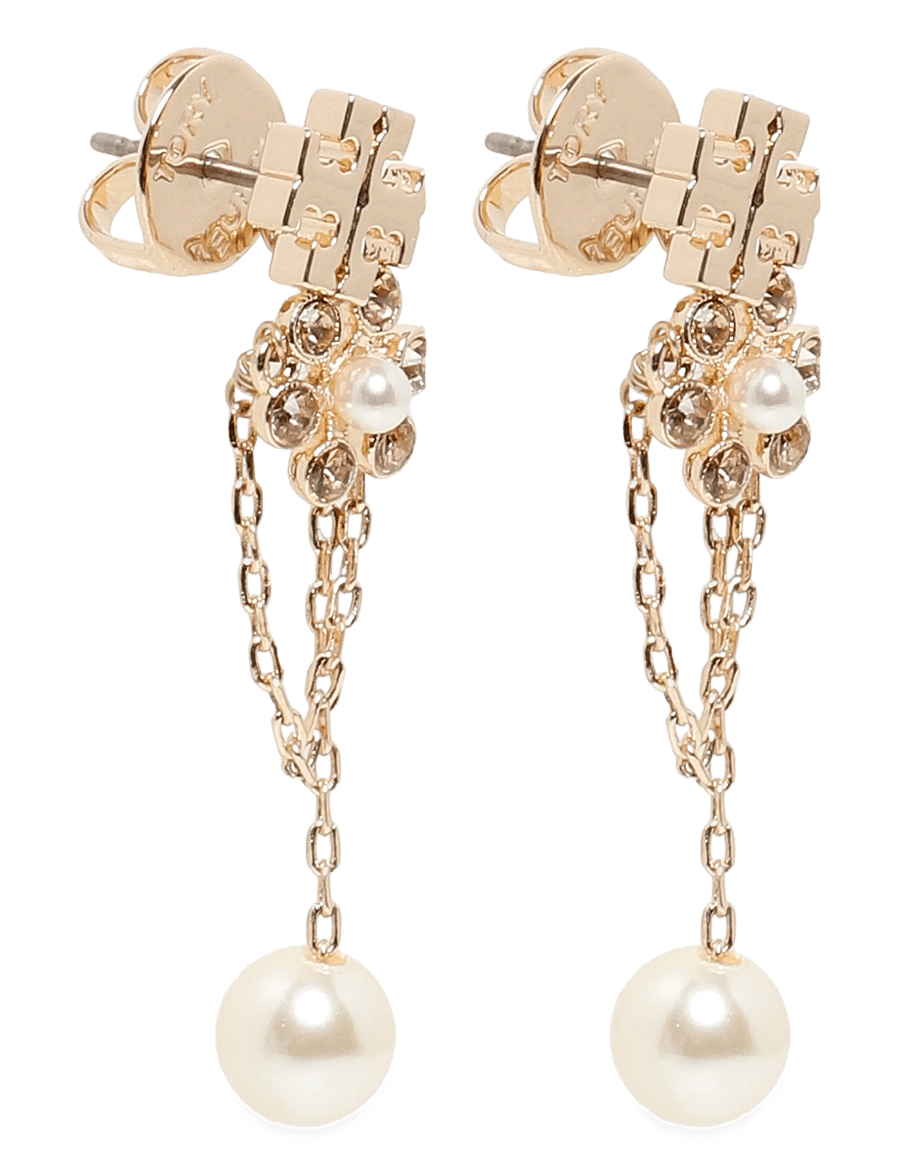 Tory Burch - Moondance Pearl Chain Earrings - pearl earrings - tory gold / cream - 0