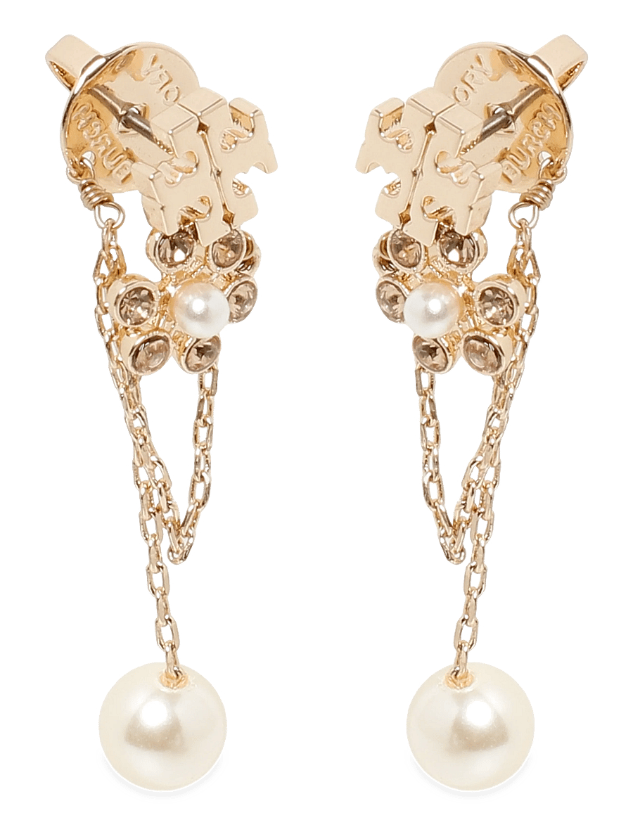 Tory Burch - Moondance Pearl Chain Earrings - pearl earrings - tory gold / cream - 1