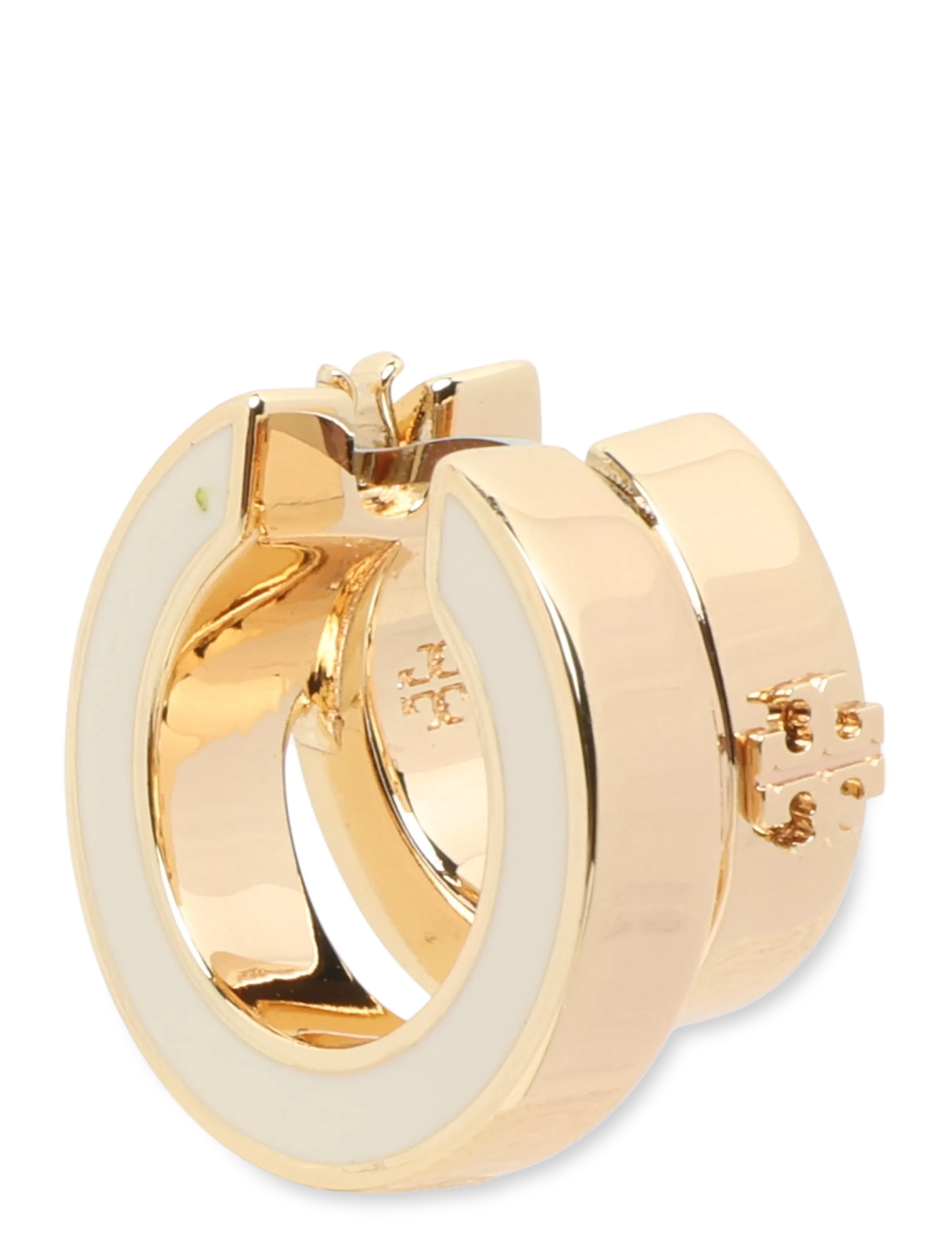 Tory Burch Icon Enamel Double Hoop Earrings - Accessoarer - TORY GOLD / NEW IVORY / gold