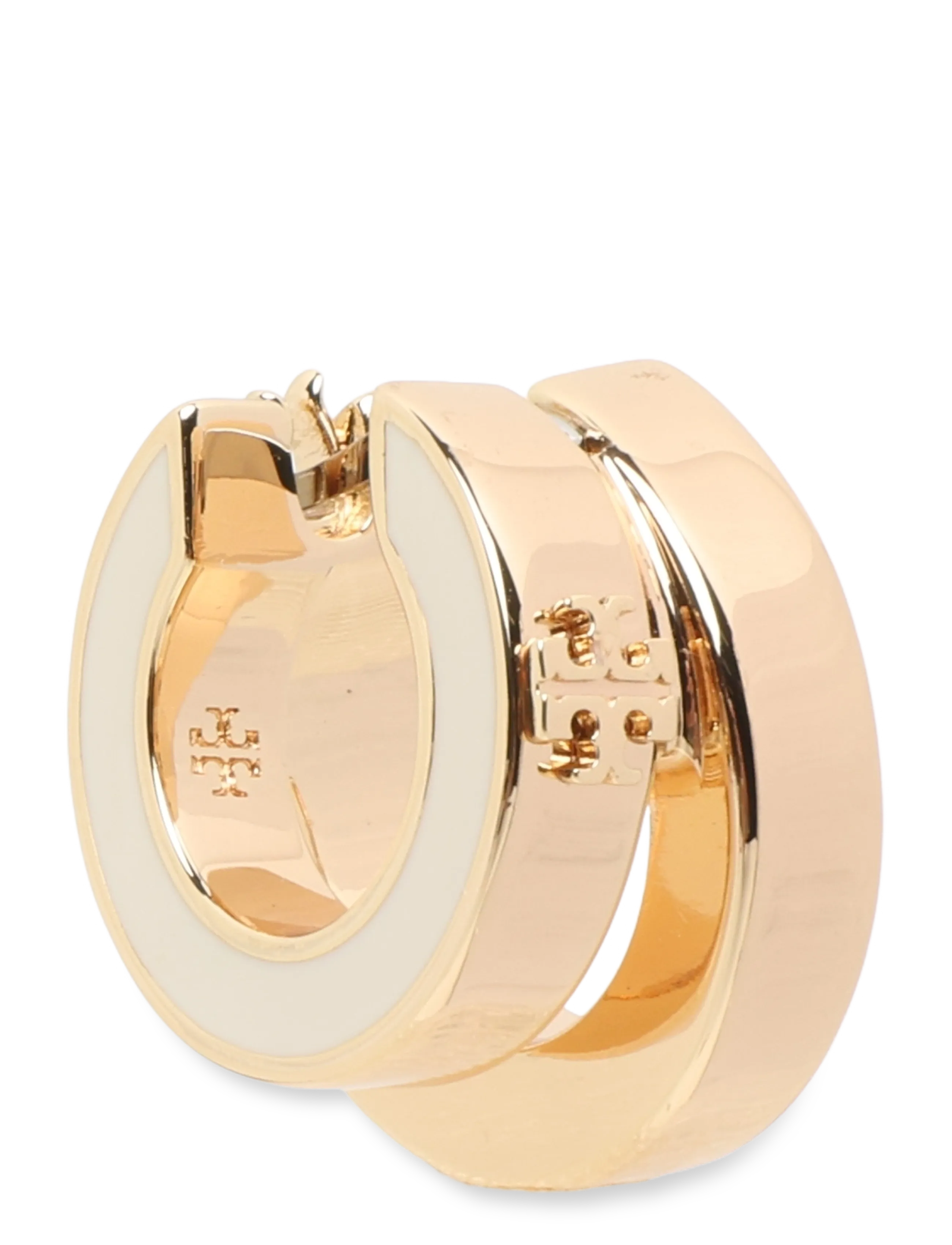 Tory Burch - Icon Enamel Double Hoop Earrings - hoops - tory gold / new ivory - 1