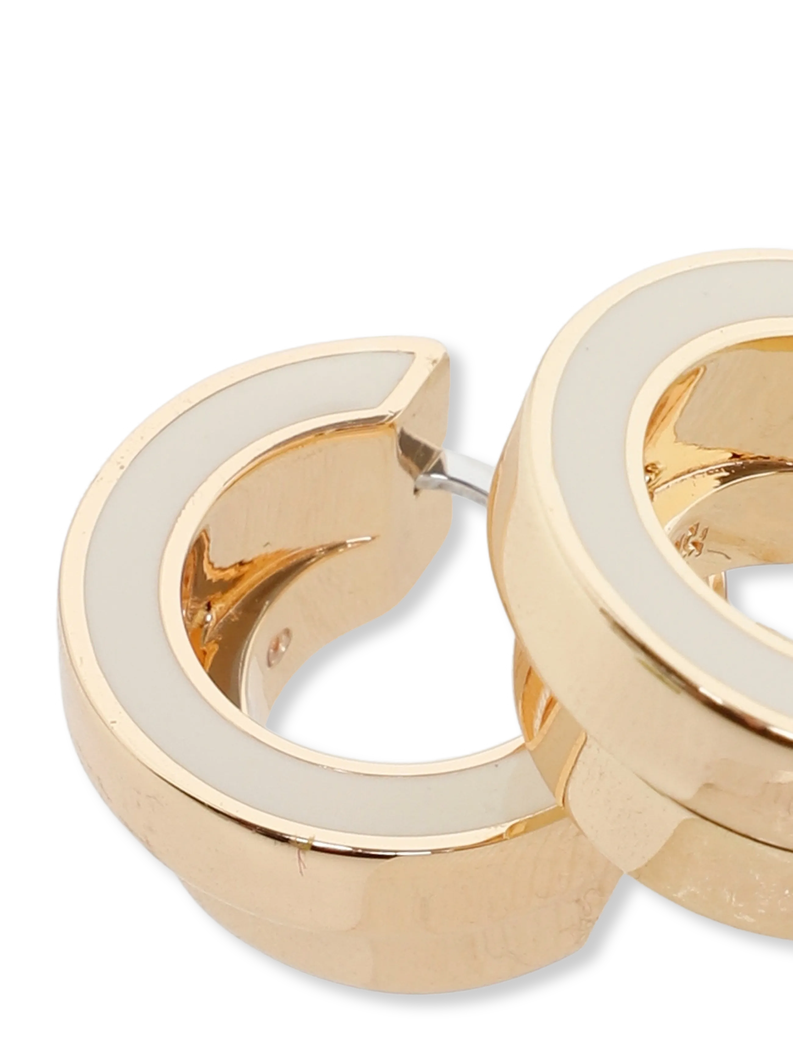 Tory Burch - Icon Enamel Double Hoop Earrings - hoops - tory gold / new ivory - 2