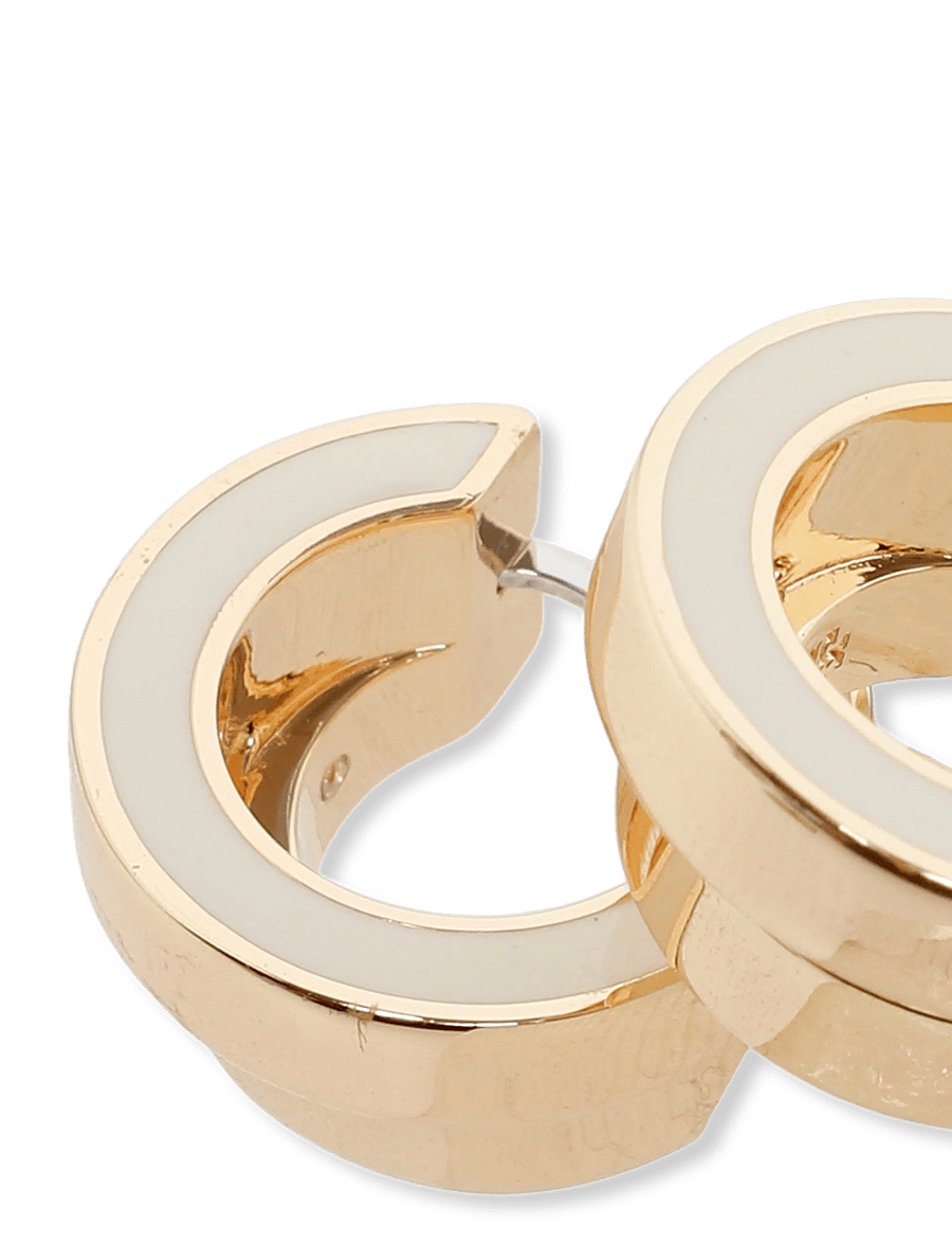 Tory Burch - Icon Enamel Double Hoop Earrings - rõngad - tory gold / new ivory - 2