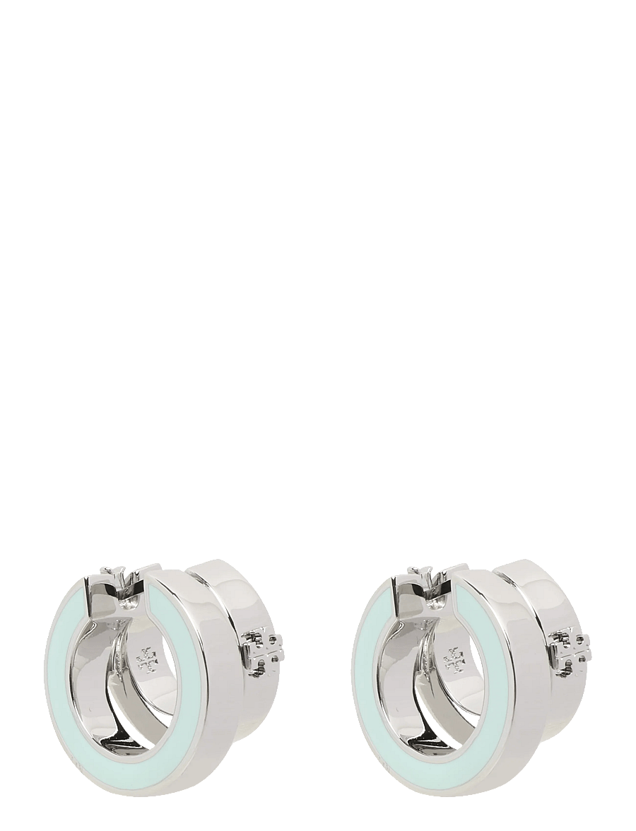 Tory Burch - Icon Enamel Double Hoop Earrings - rõngad - tory silver / mint - 0