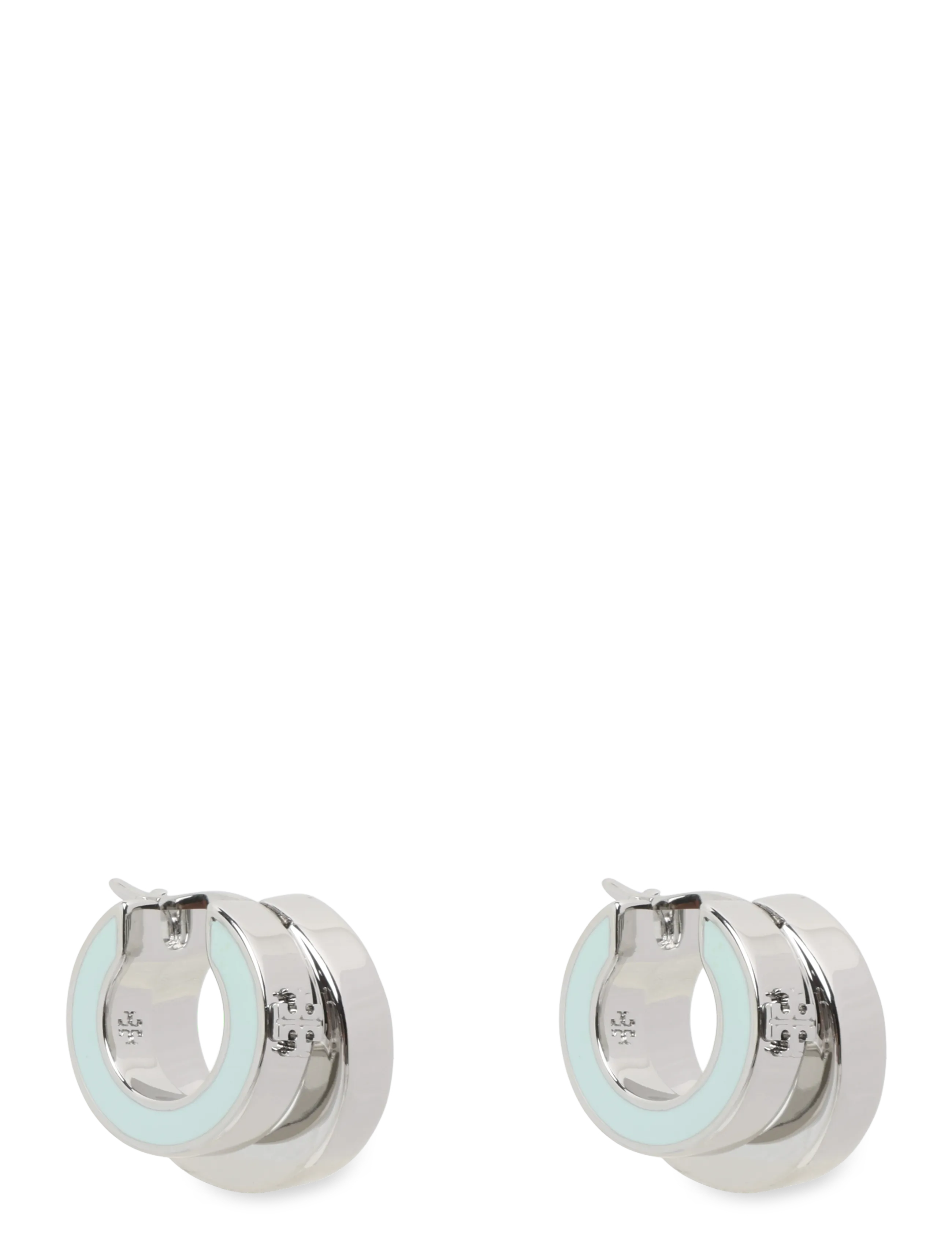 Tory Burch - Icon Enamel Double Hoop Earrings - rõngad - tory silver / mint - 1