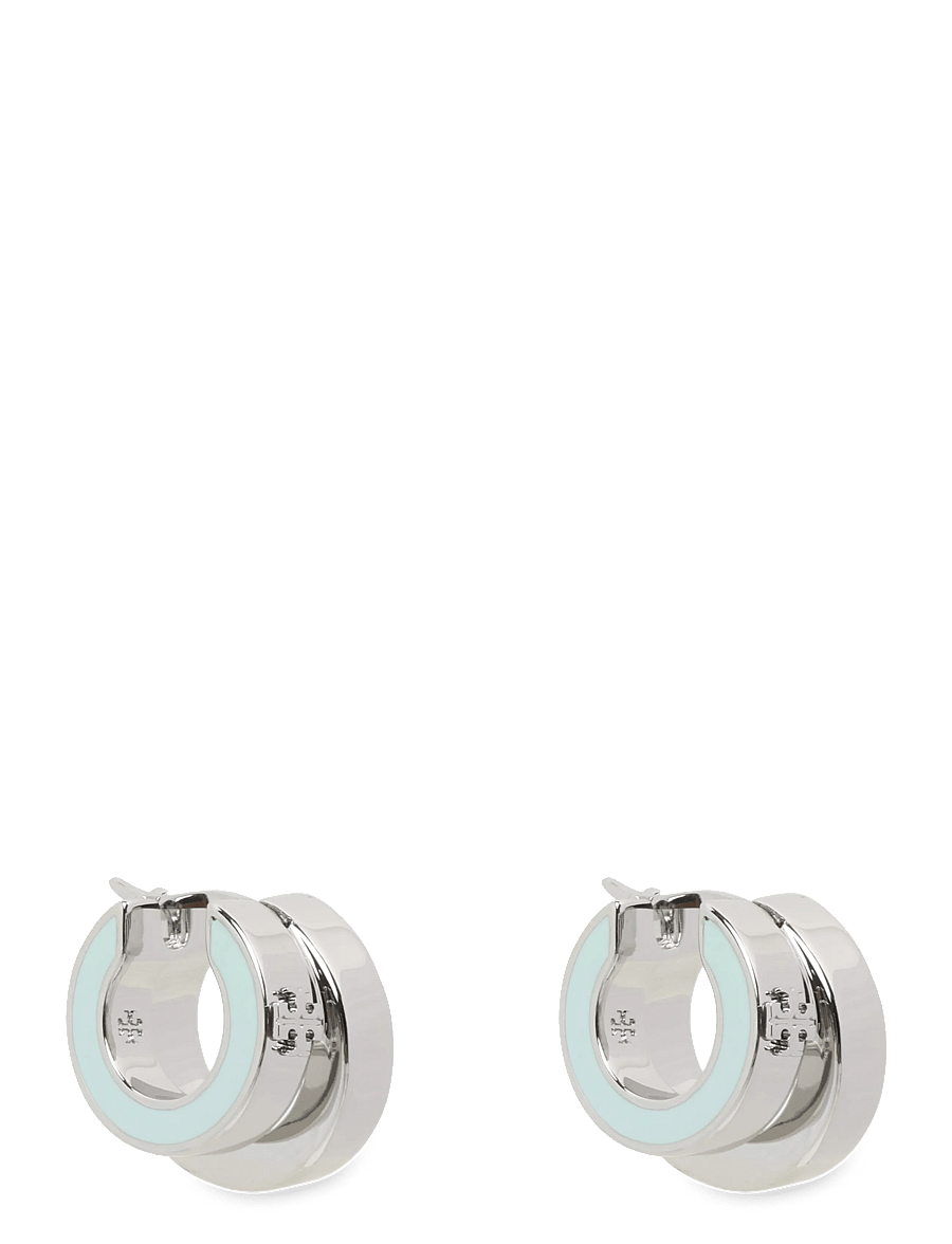 Tory Burch - Icon Enamel Double Hoop Earrings - rõngad - tory silver / mint - 1