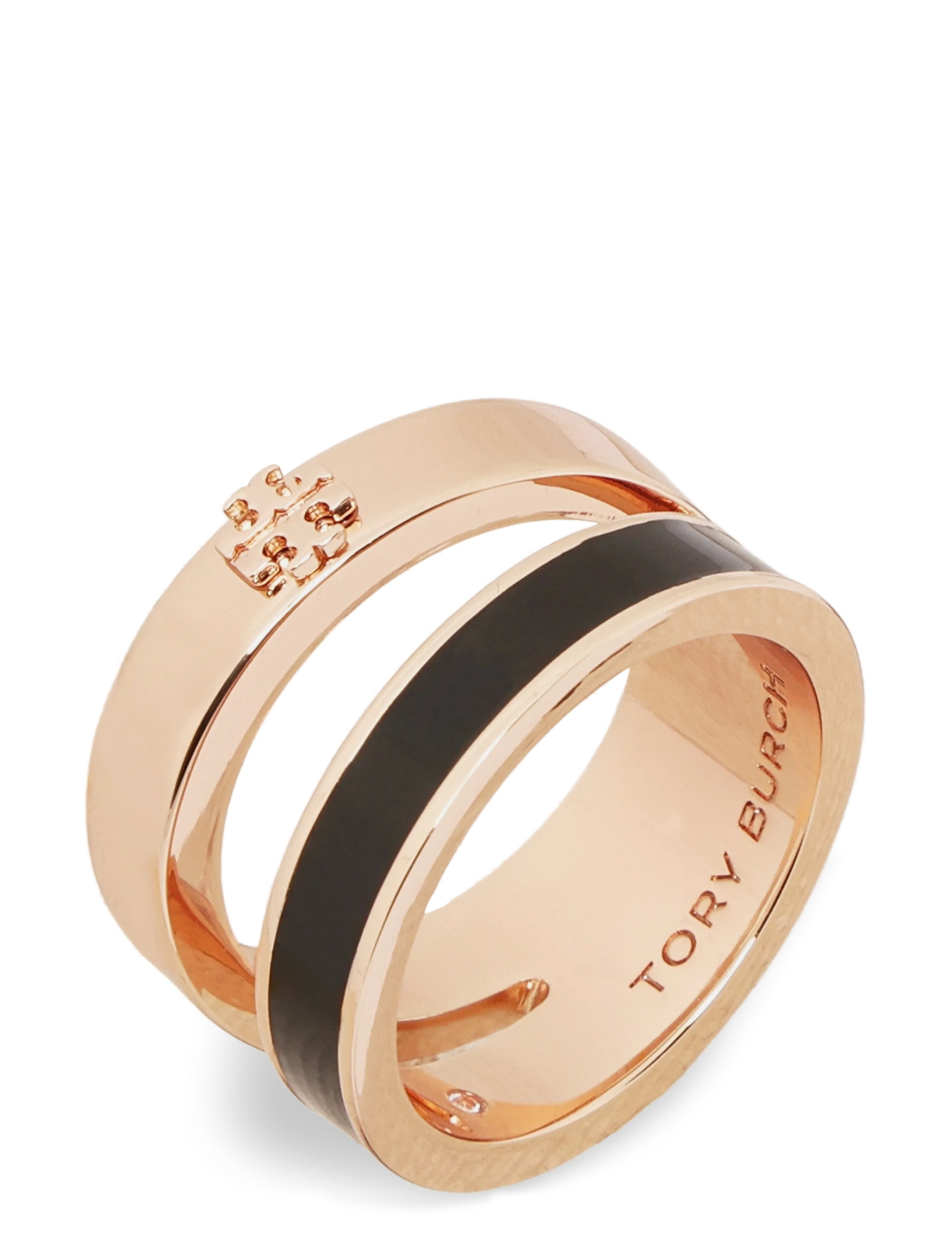 Tory Burch - Icon Enamel Double Ring - sõrmused - tory gold / black - 1