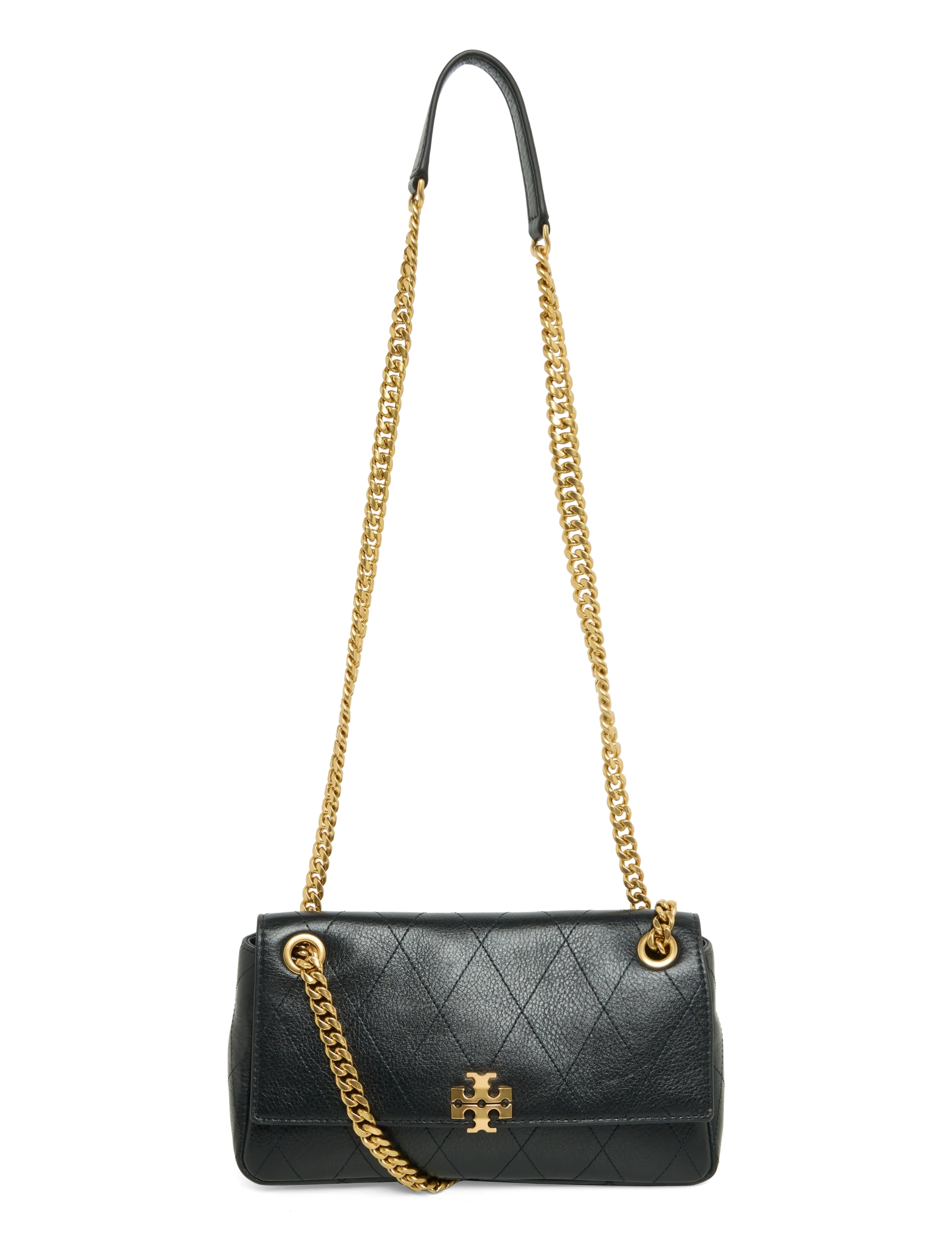 Tory Burch Charlie Quilted Small Shoulder Bag, Kvinder, Quiltet Skuldertaske, Sort, Str: ONE SIZE