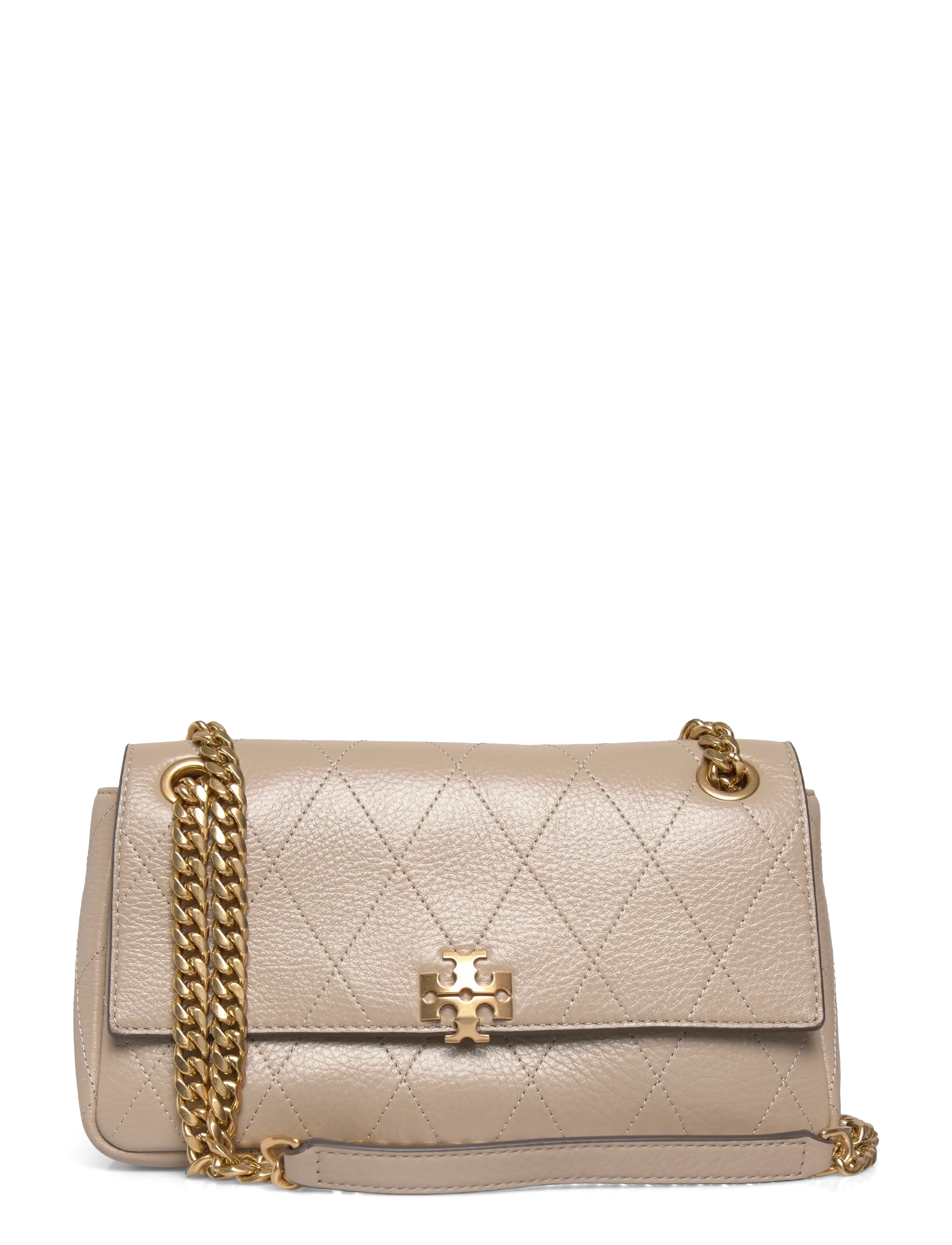 Tory Burch Charlie Quilted Small Shoulder Bag - Skuldertasker - SOFT CEMENT / grey