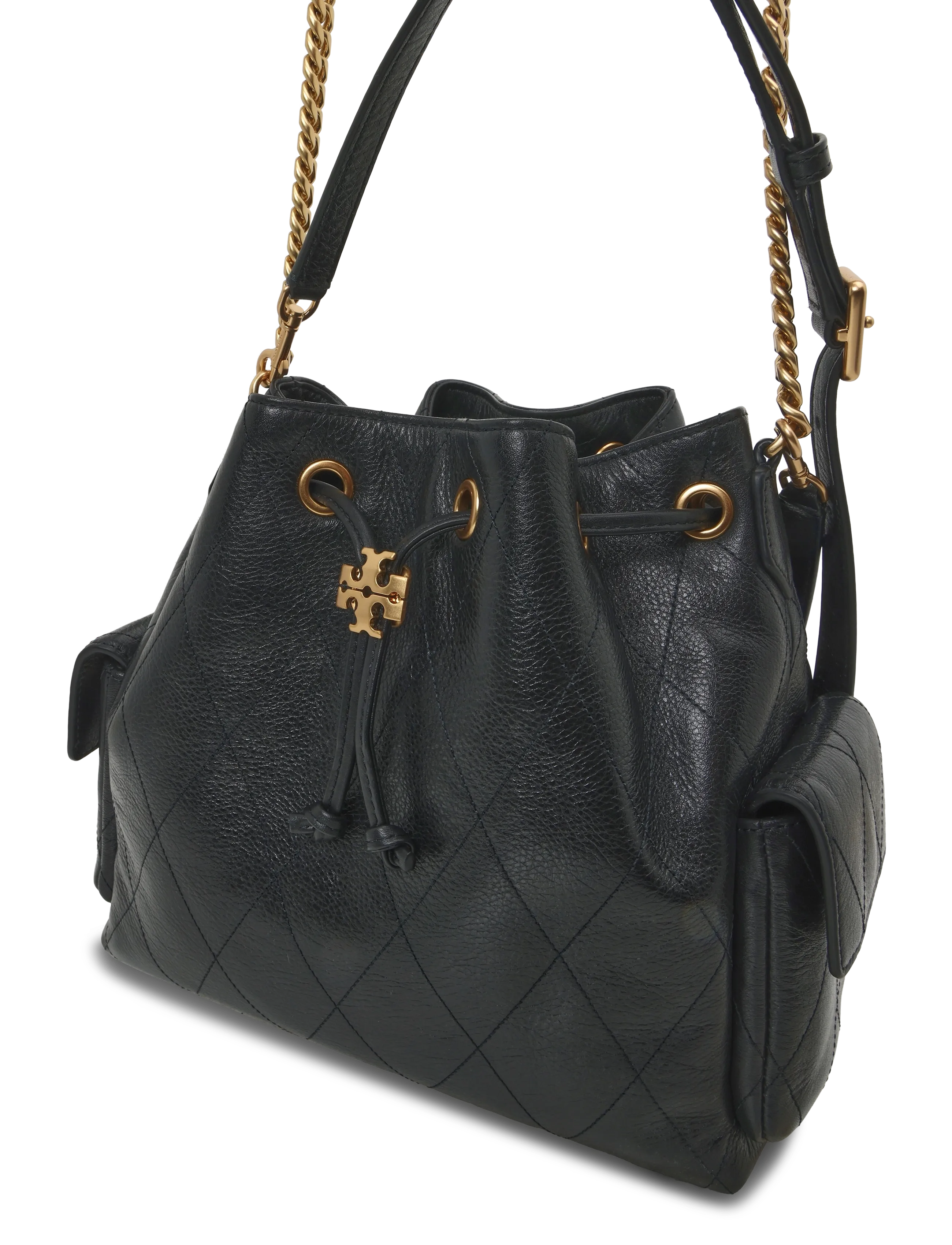 Tory Burch - Charlie Quilted Drawstring Shoulder Bag - paunkotid - black - 2