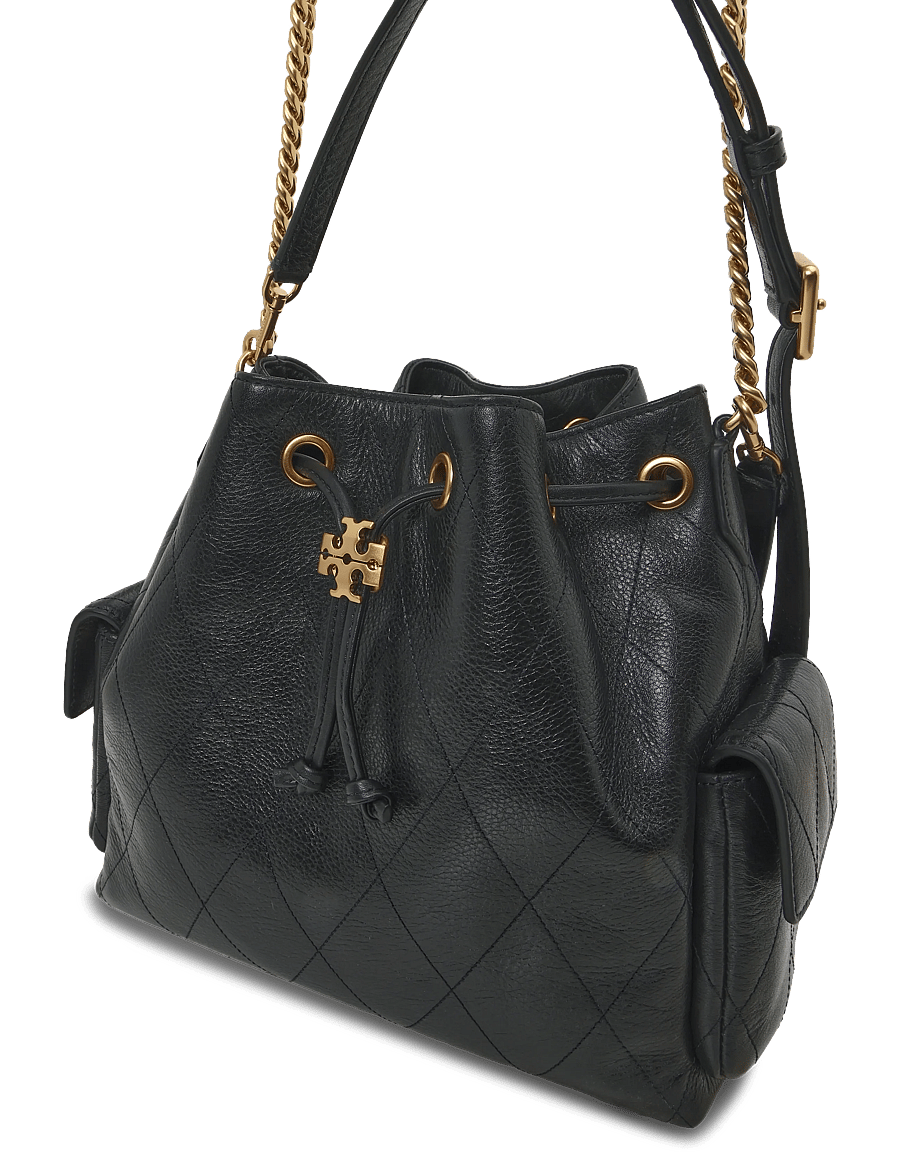 Tory Burch - Charlie Quilted Drawstring Shoulder Bag - paunkotid - black - 2