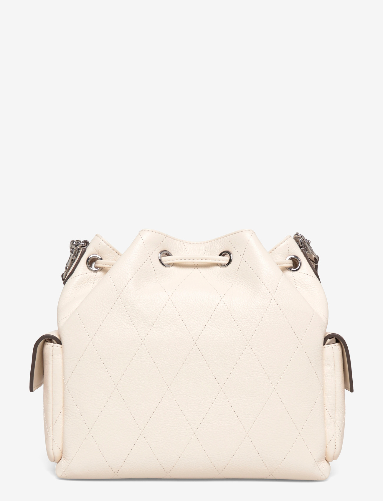 Tory Burch - Charlie Quilted Drawstring Shoulder Bag - bucket bags - light cream - 1
