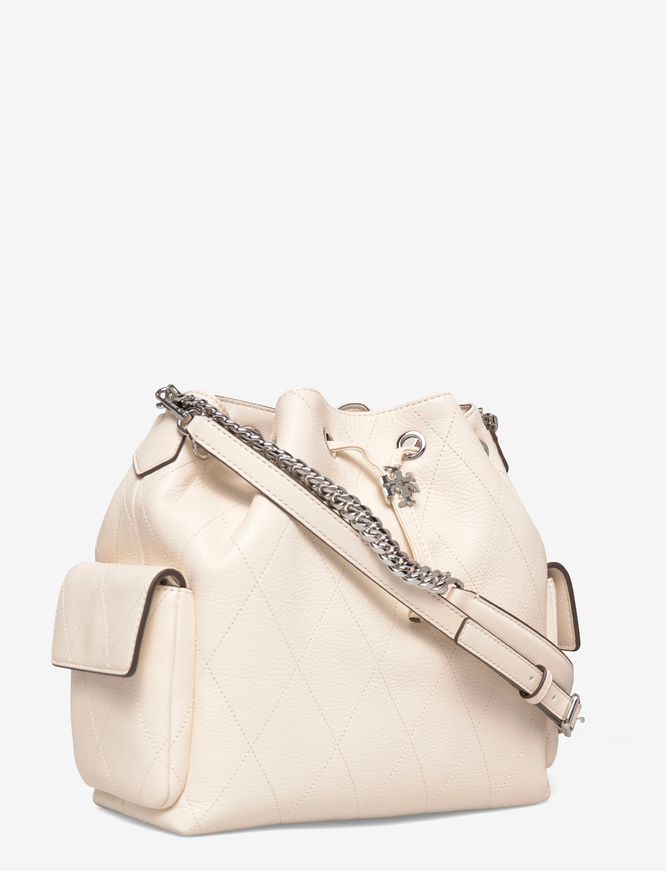 Tory Burch - Charlie Quilted Drawstring Shoulder Bag - bucket bags - light cream - 2
