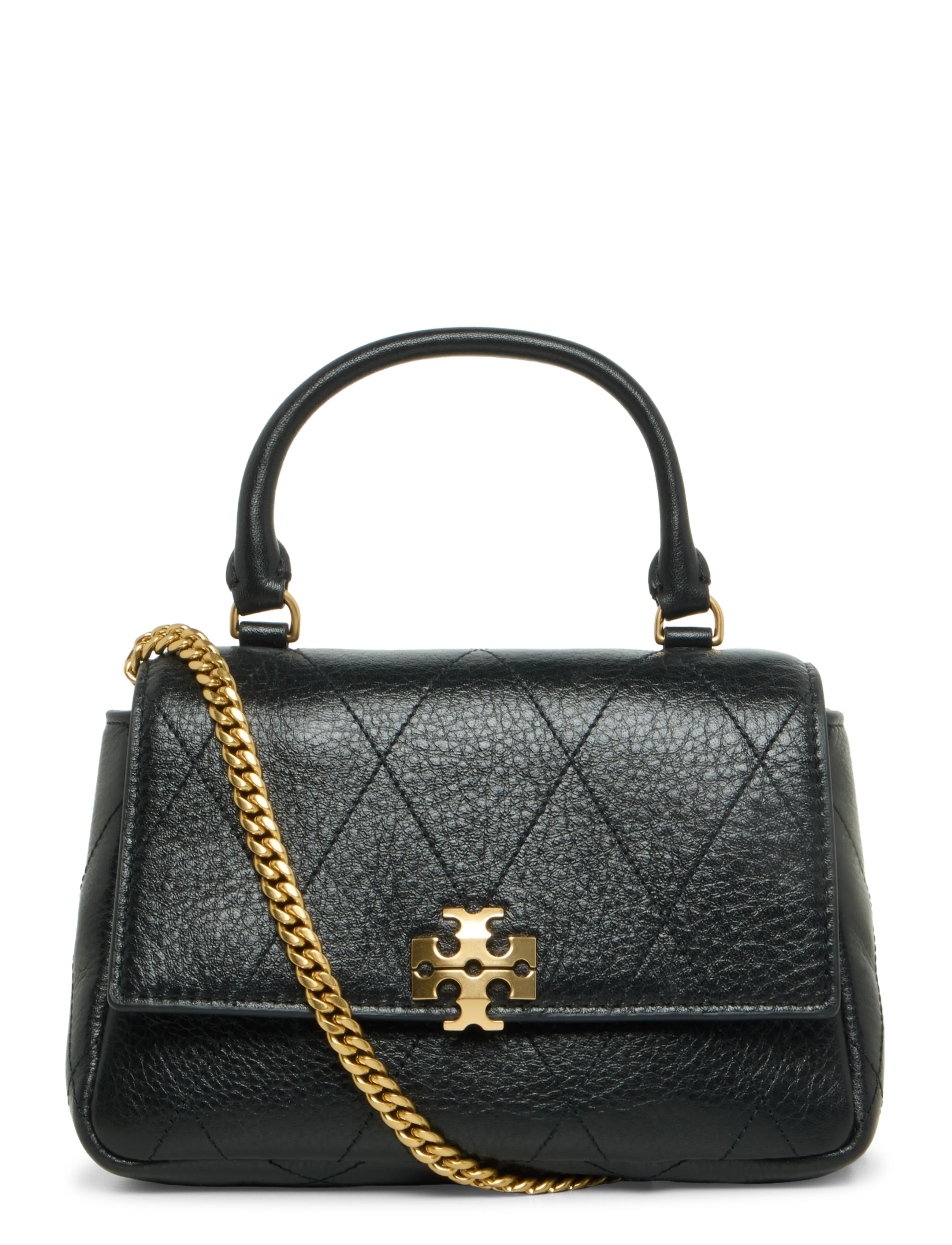 Tory Burch Charlie Quilted Top Handle Chain Wallet, Kvinder, Quilted Top Handle Kæde Pung, Sort, Str: ONE SIZE