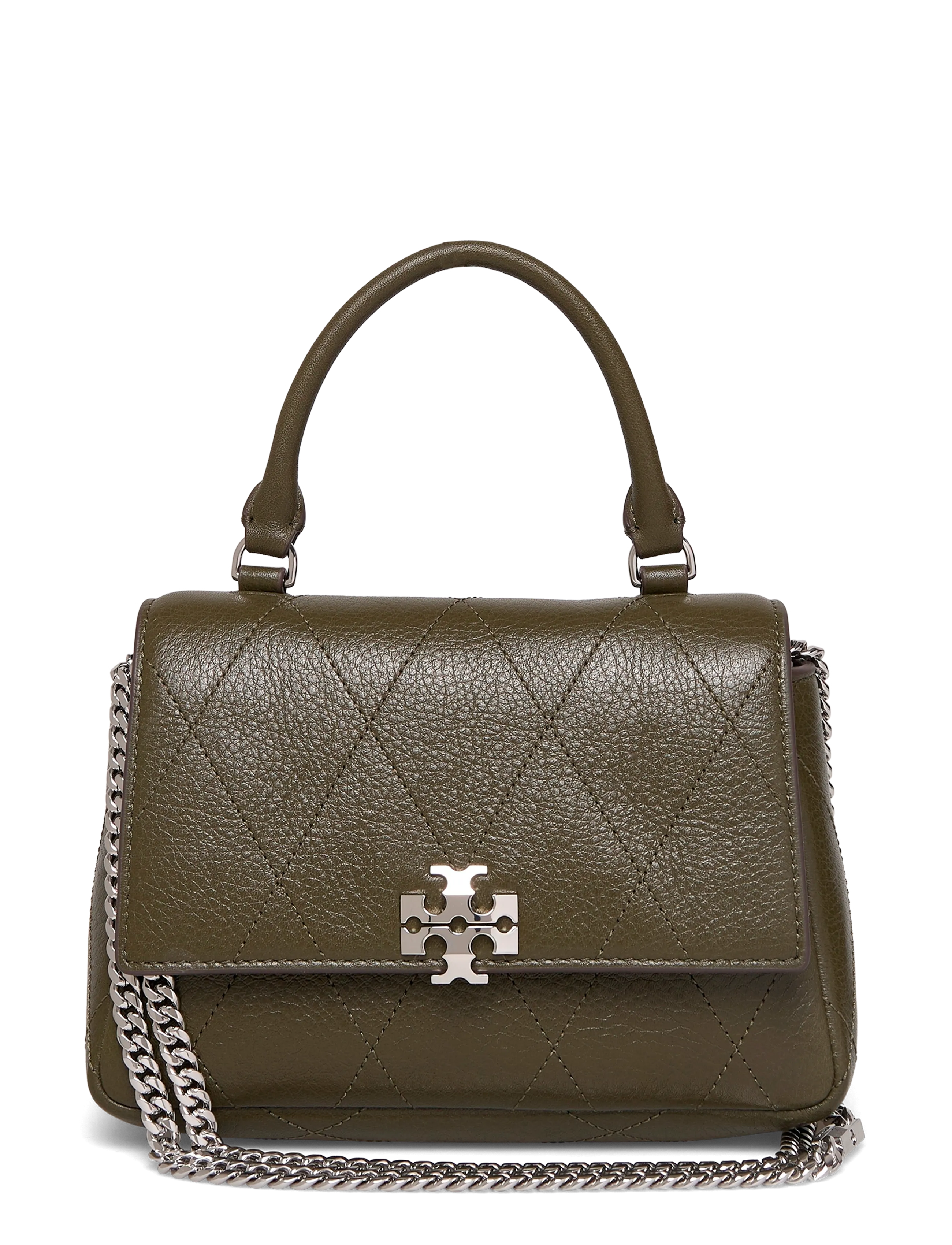 Tory Burch Charlie Quilted Top Handle Chain Wallet - Tasker - LECCIO / khaki/green