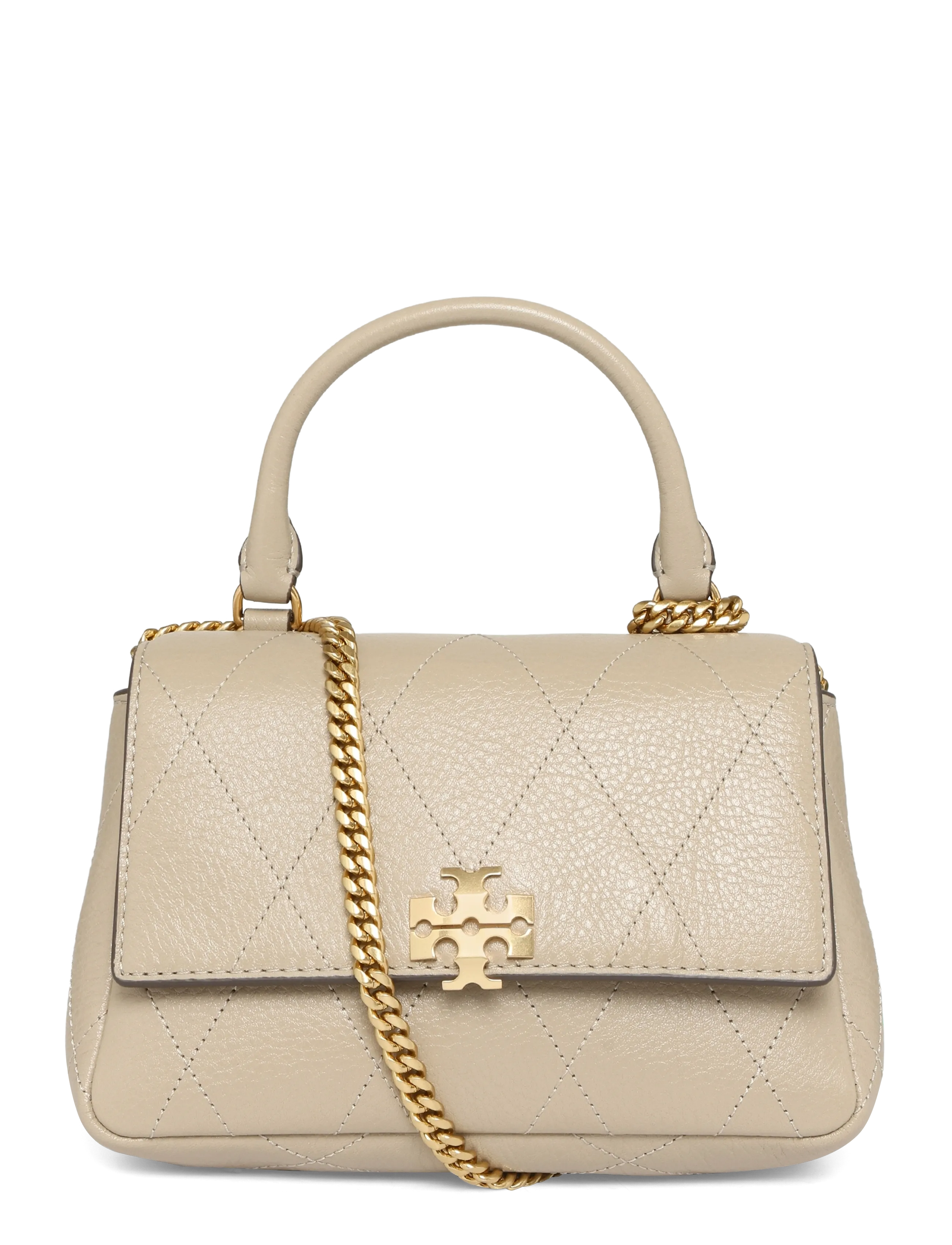 Tory Burch Charlie Quilted Top Handle Chain Wallet, Kvinder, Quilted Top Handle Kæde Pung, Grå, Str: ONE SIZE