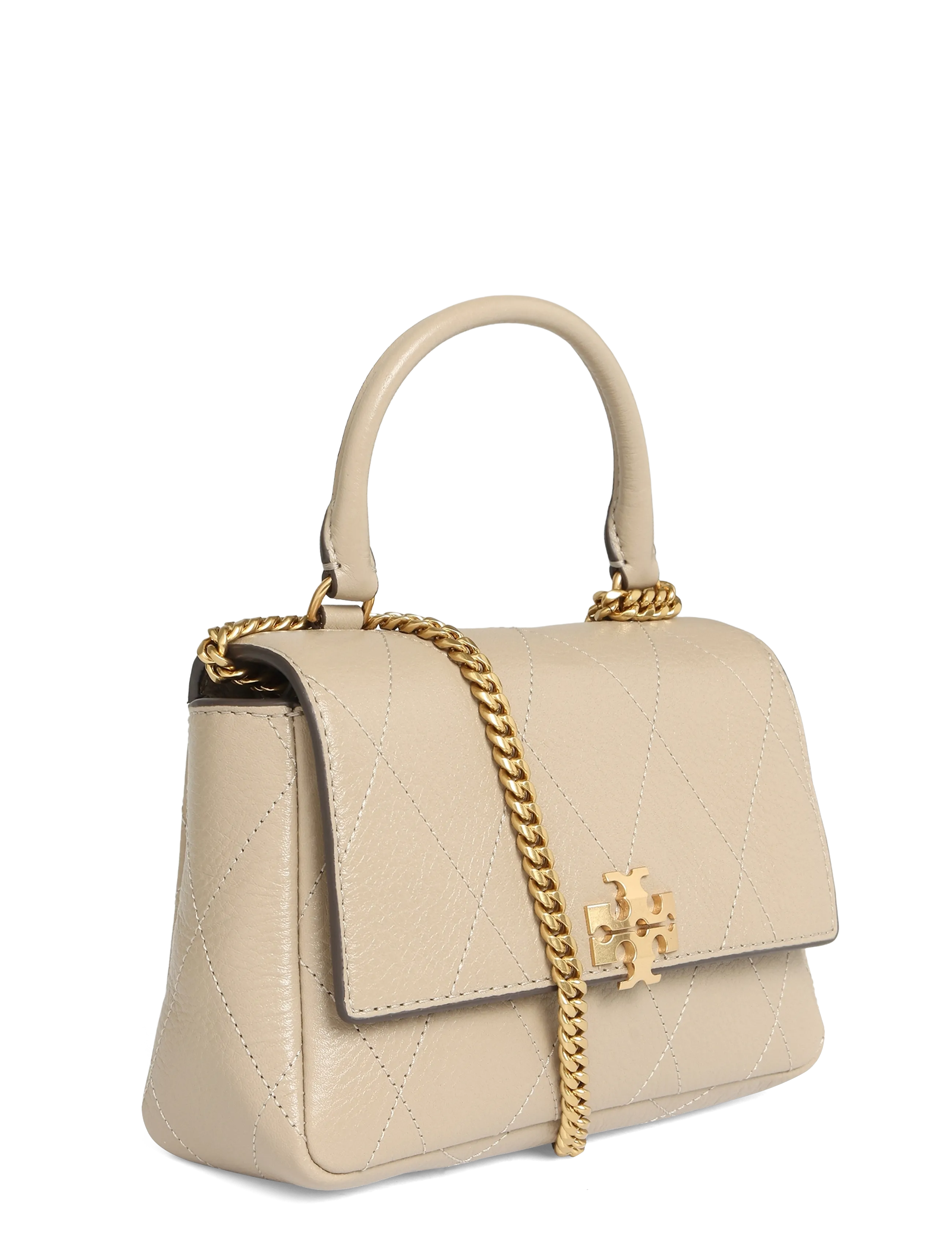 Tory Burch - Charlie Quilted Top Handle Chain Wallet - soft cement - 2
