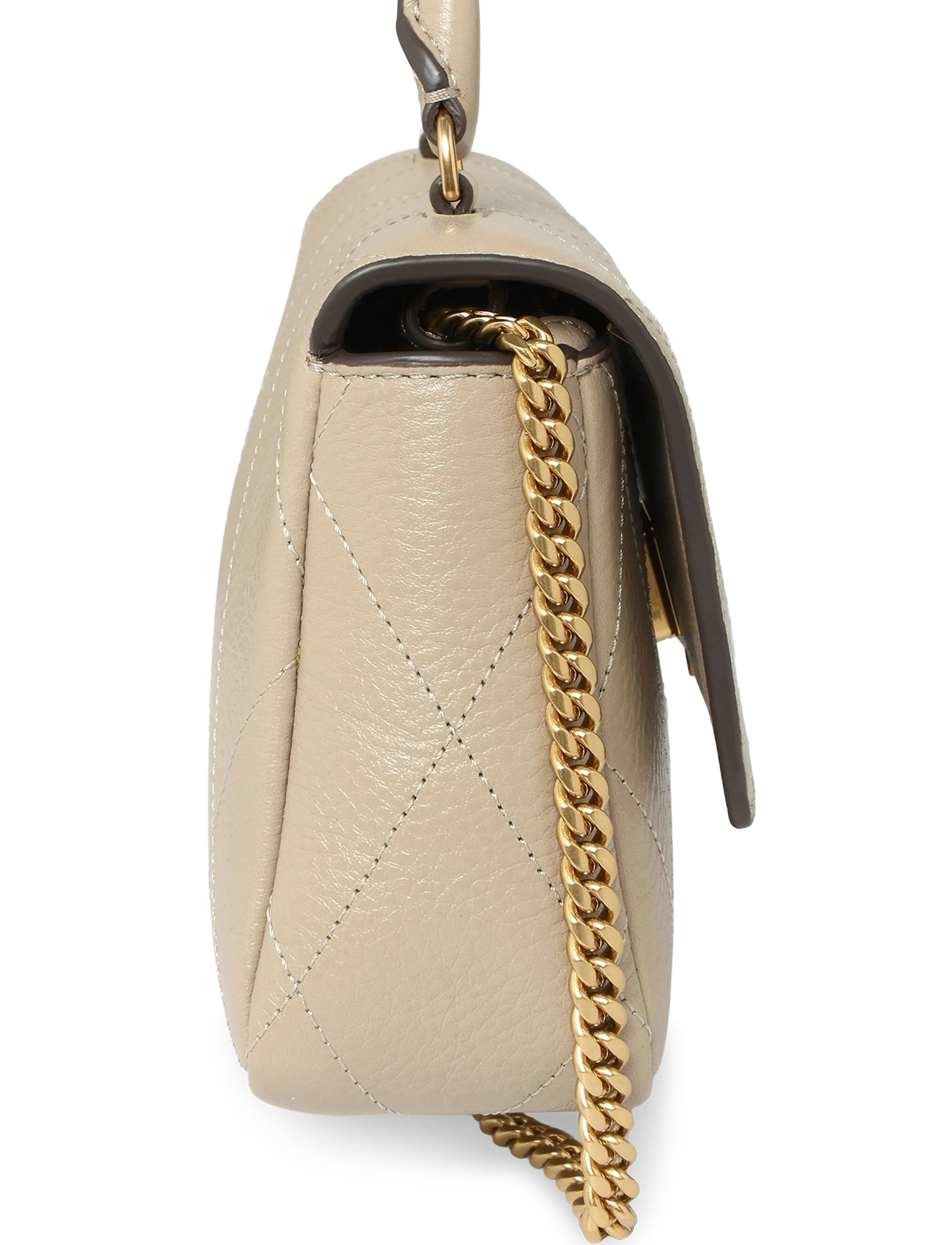 Tory Burch - Charlie Quilted Top Handle Chain Wallet - soft cement - 3