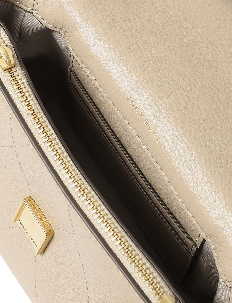 Tory Burch - Charlie Quilted Top Handle Chain Wallet - veski - soft cement - 4