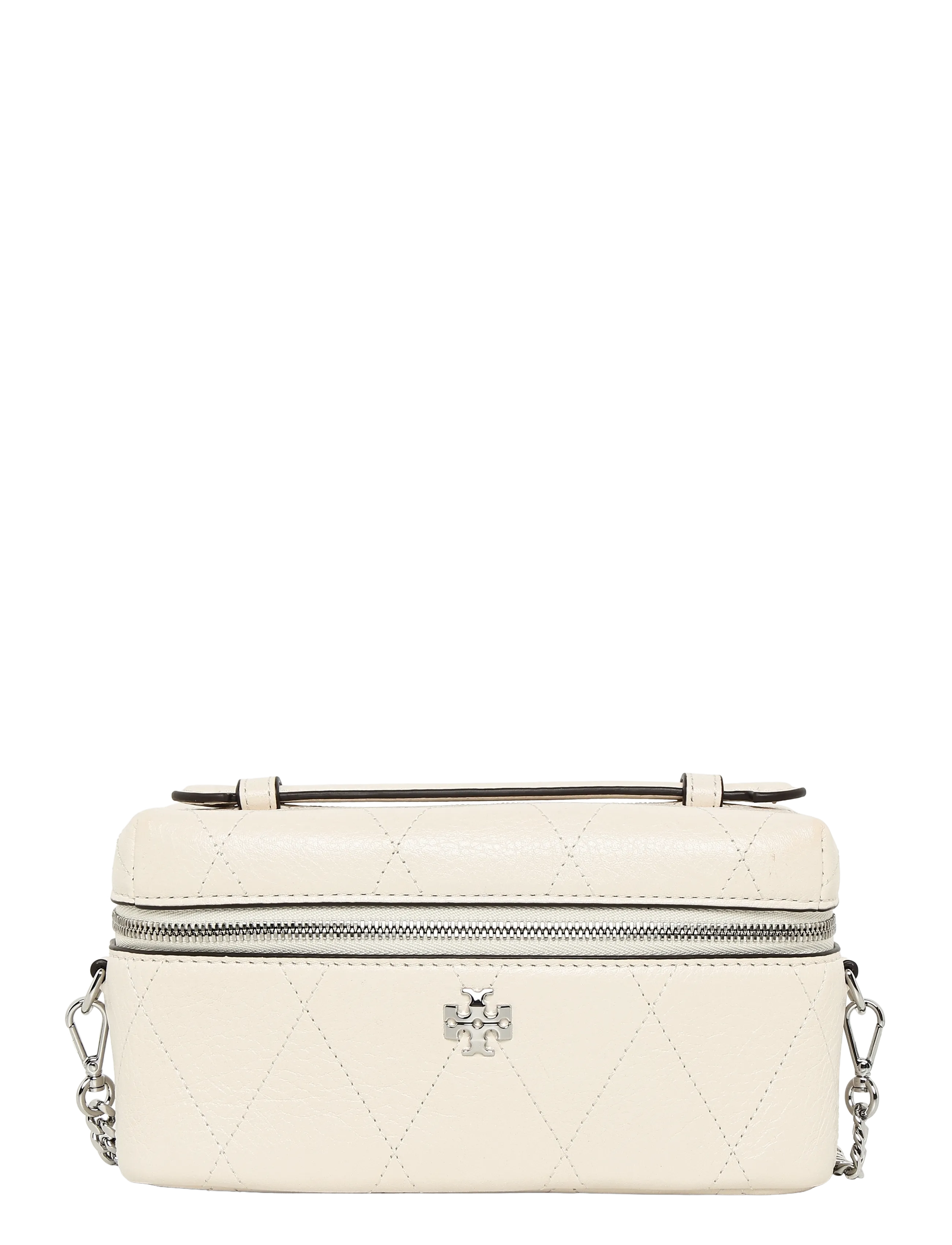 Tory Burch Charlie Quilted East-West Vanity Case, One Size, Cream, Travel Accessories > Toiletries, Dame