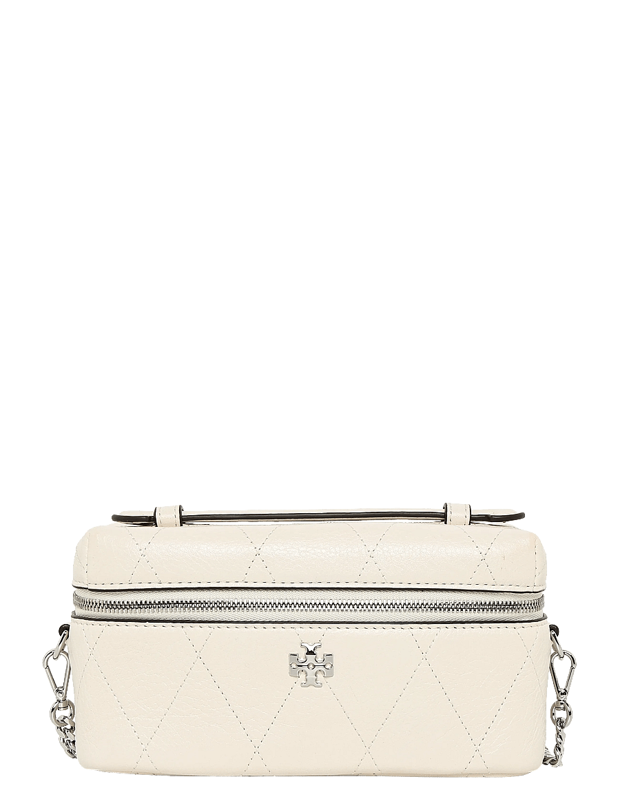 Tory Burch - Charlie Quilted East-West Vanity Case - toiletartikler - light cream / charms - 0