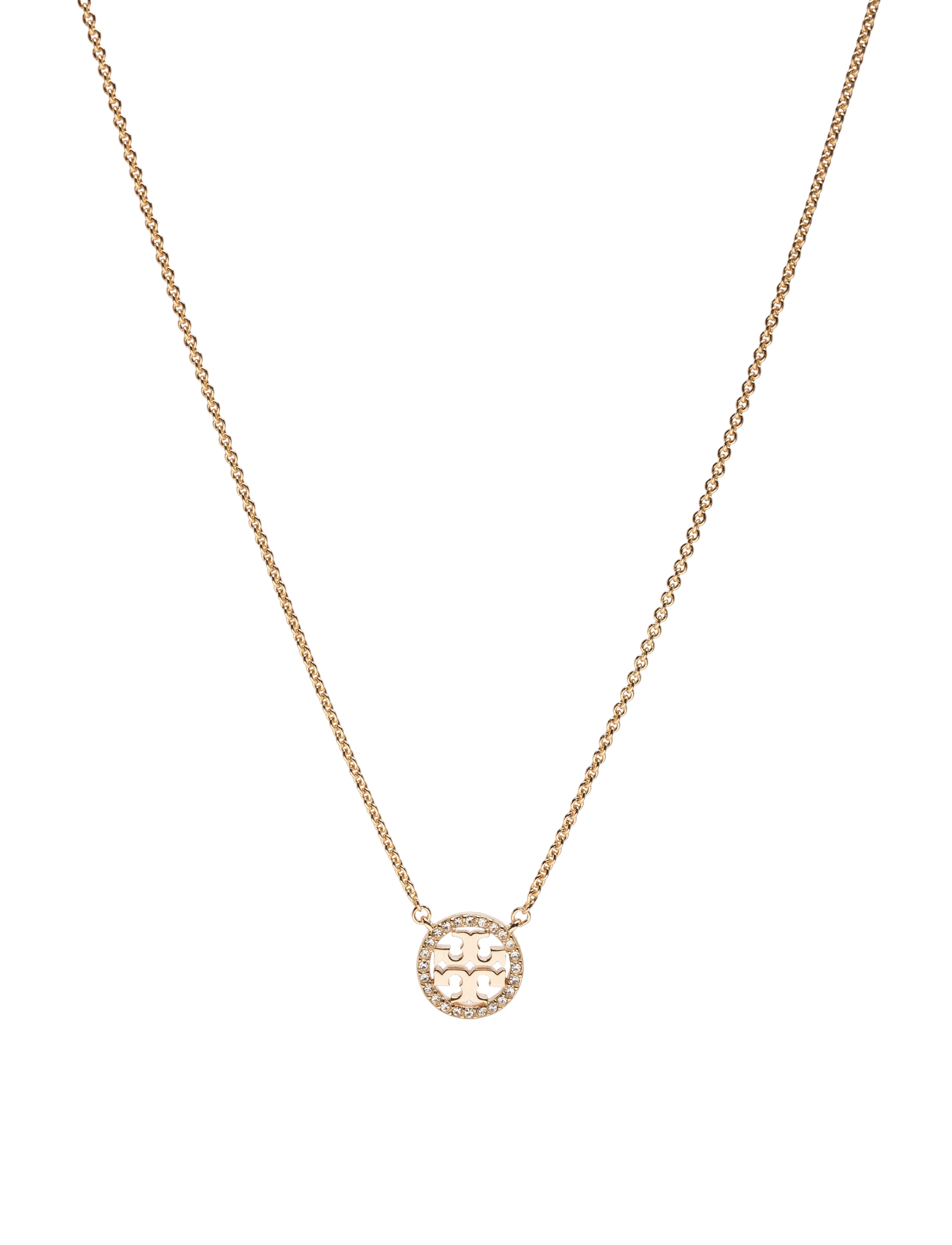 Tory Burch Icon Pavé Pendant Necklace, One Size, Gold, Halskæder > Kædehalskæder, Dame
