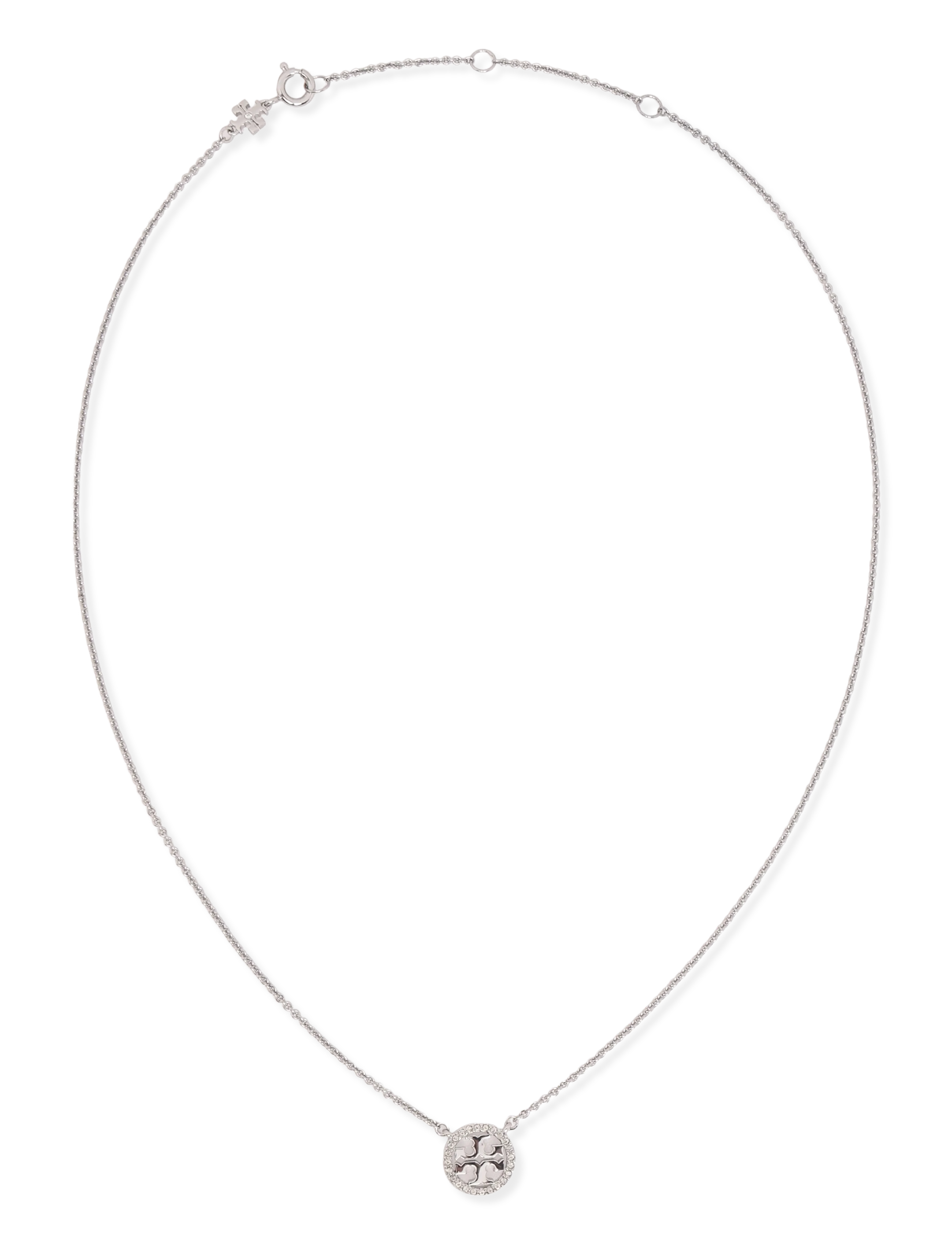 Tory Burch - Icon Pavé Pendant Necklace - ketten mit anhänger - tory silver / crystal - 1