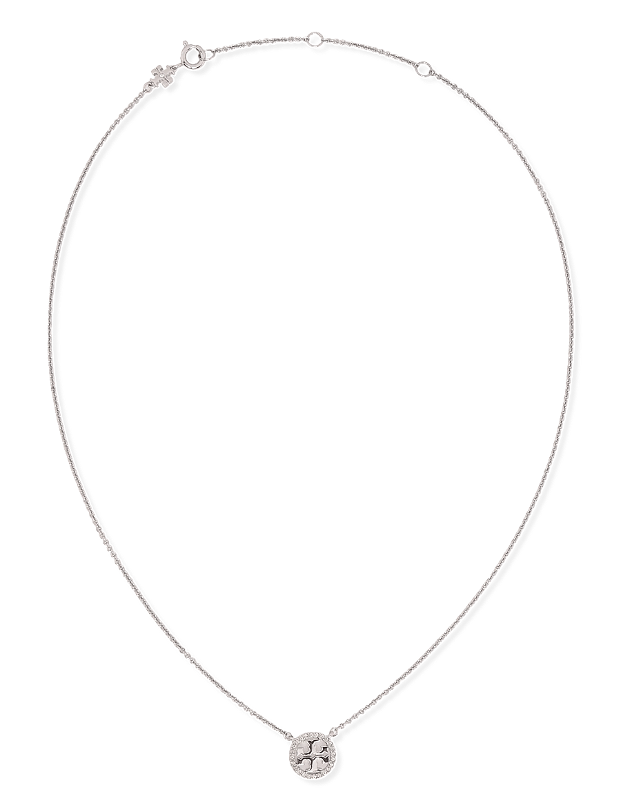 Tory Burch - Icon Pavé Pendant Necklace - ketten mit anhänger - tory silver / crystal - 1