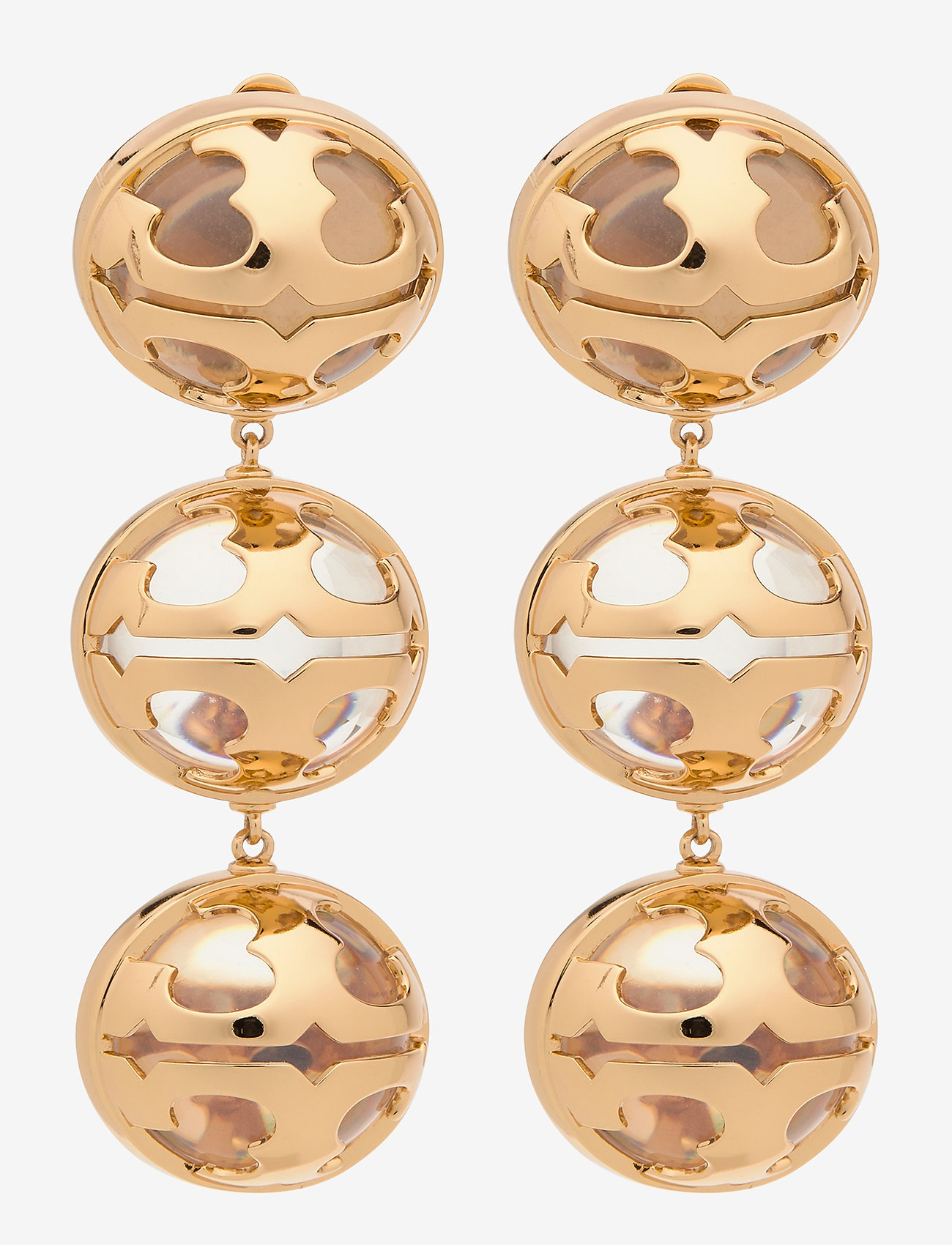 BUBBLE MILLER STATEMENT EARRING - CLEAR / TORY GOLD