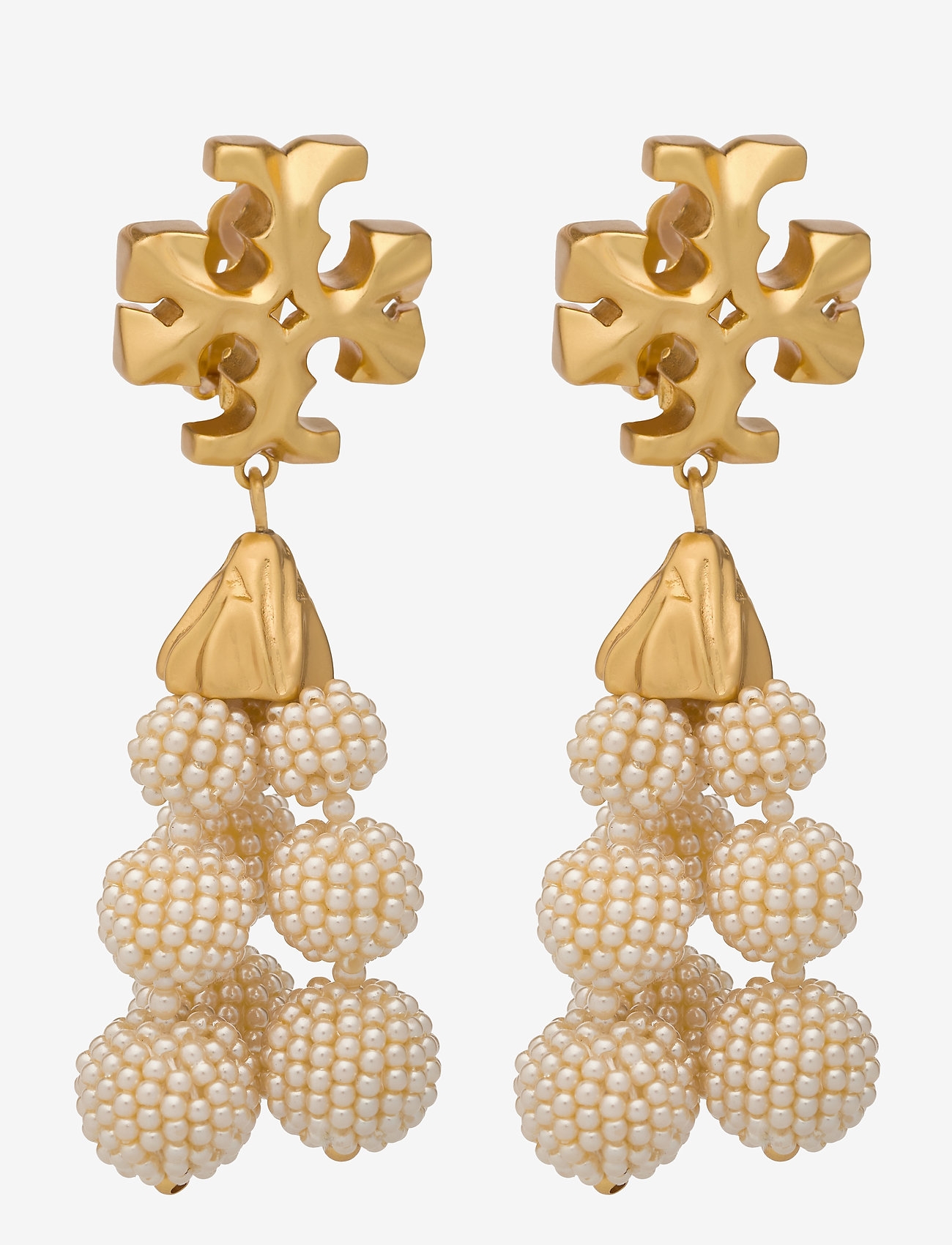 Tory Burch - ROXANNE BEADED TASSEL EARRING - rolled brass / ivory / cream - 1