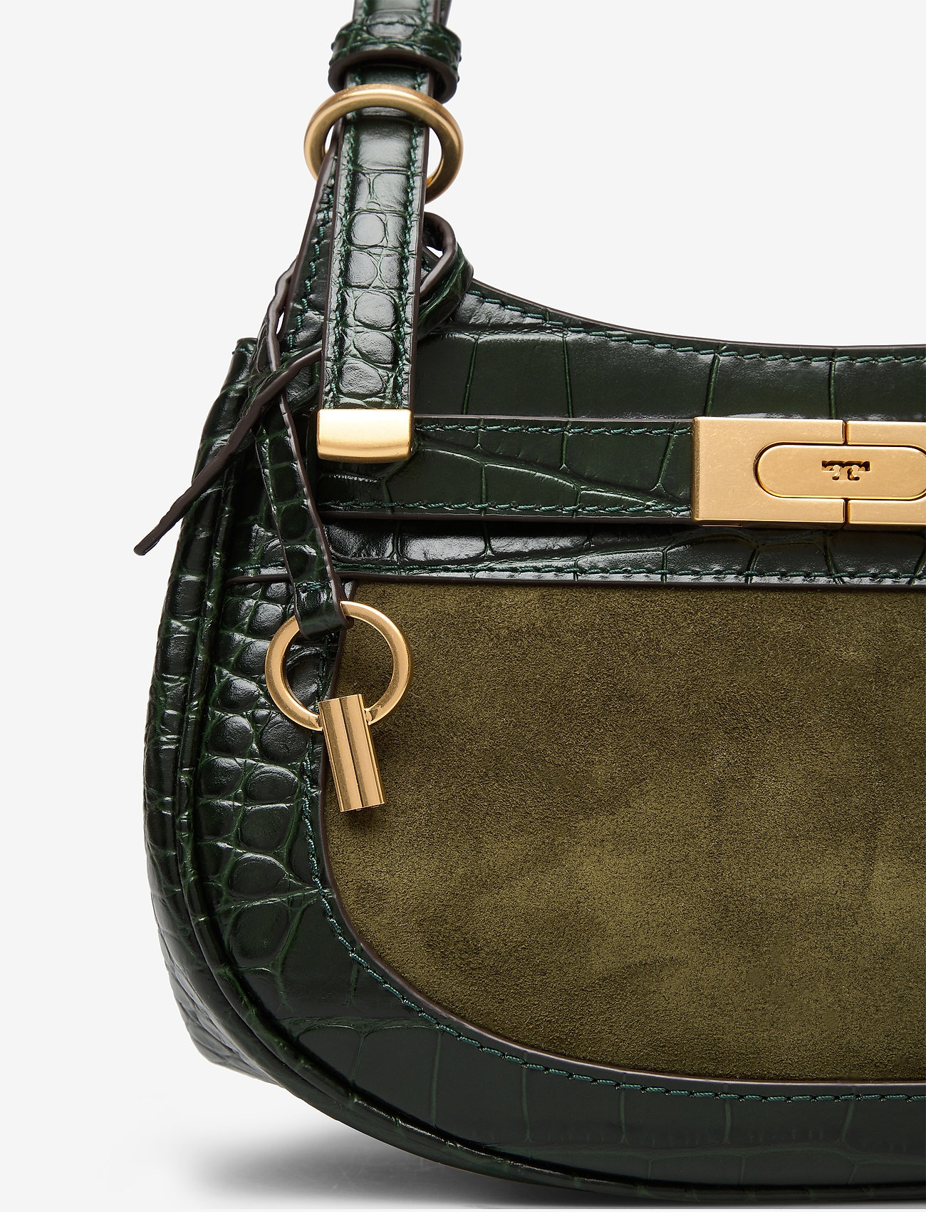 Tory Burch - LEE RADZIWILL EMBOSSED FRAME SMALL SADDLEBAG - deep kelp - 3