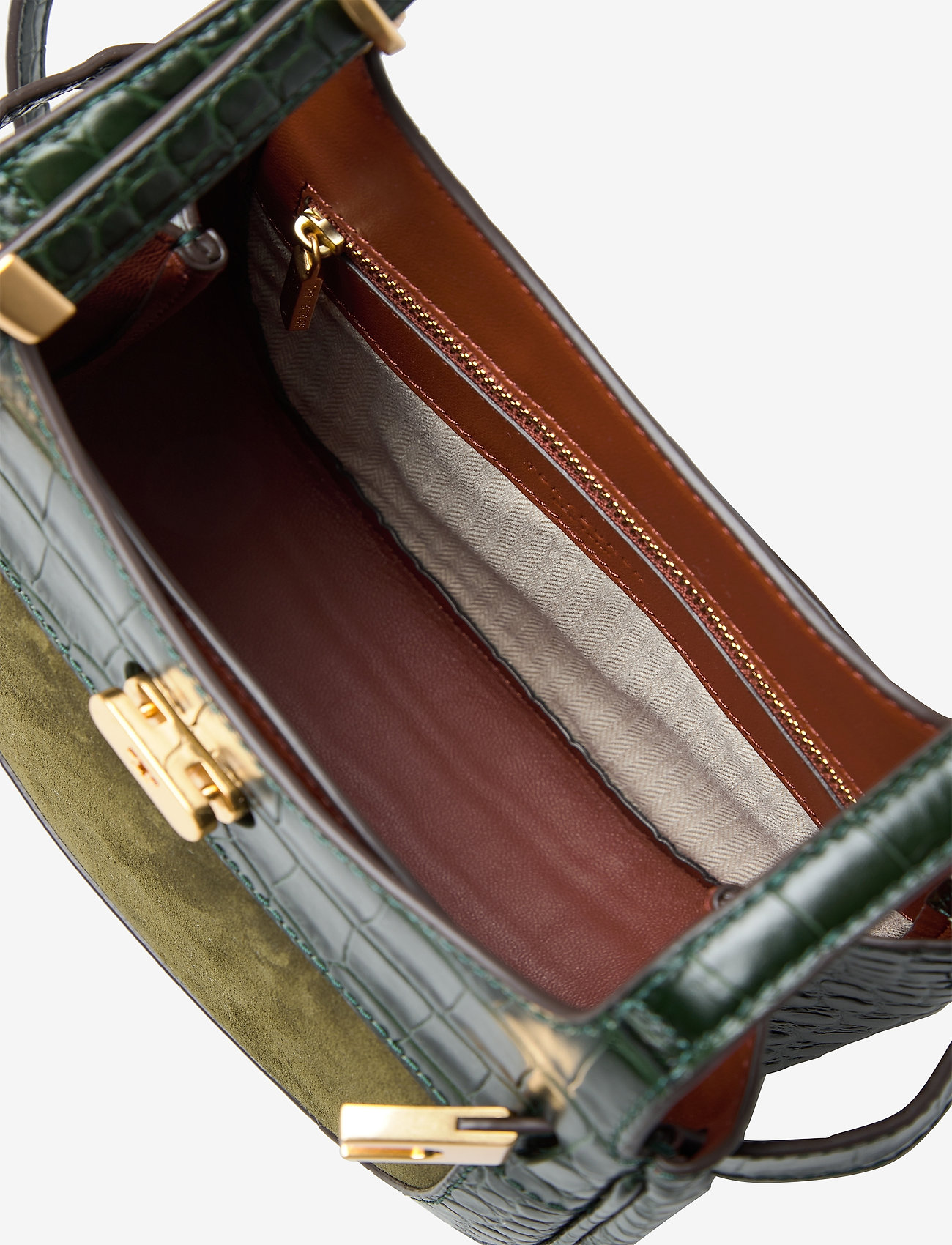 Tory Burch - LEE RADZIWILL EMBOSSED FRAME SMALL SADDLEBAG - deep kelp - 4