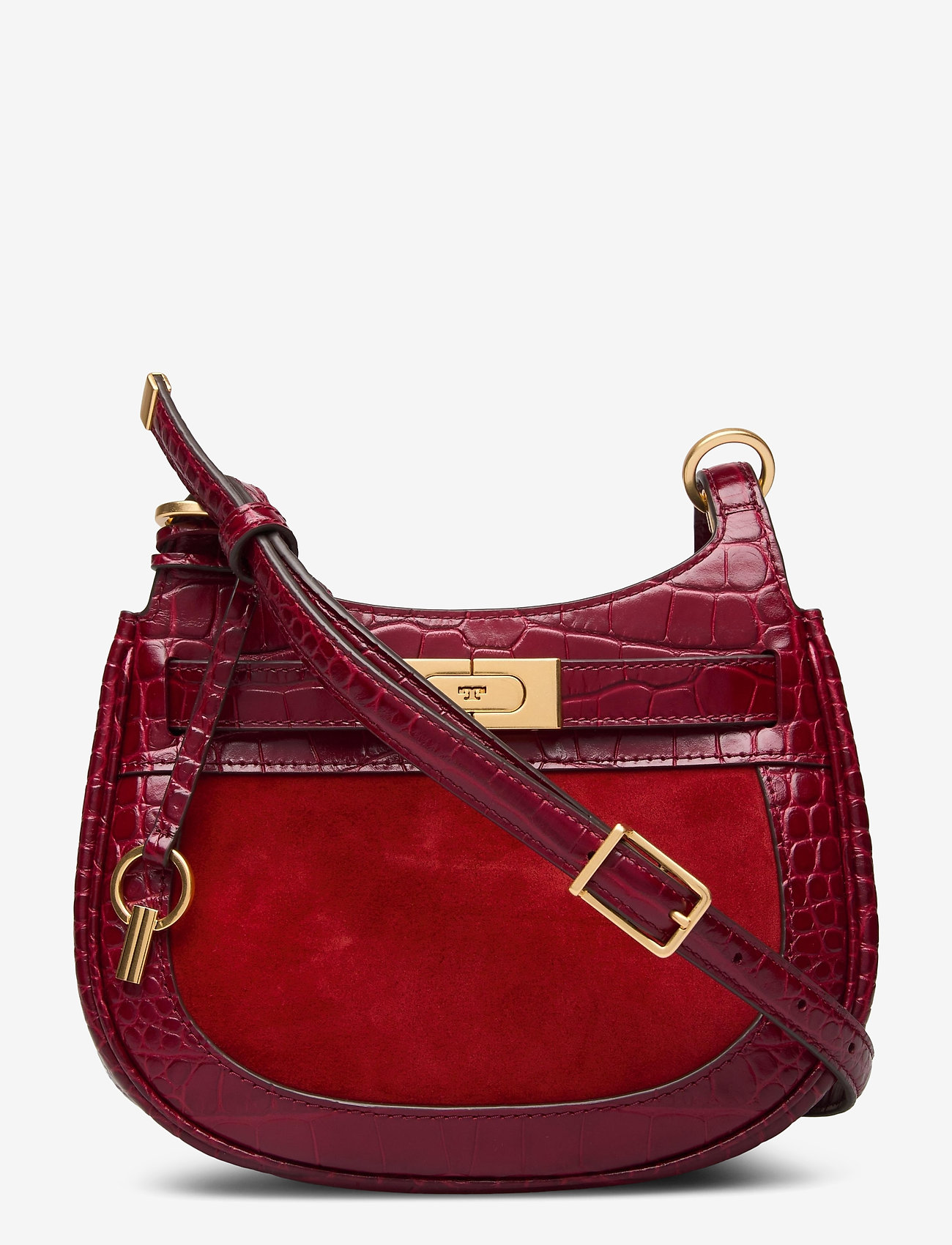 Tory Burch - LEE RADZIWILL EMBOSSED FRAME SMALL SADDLEBAG - roma red - 0