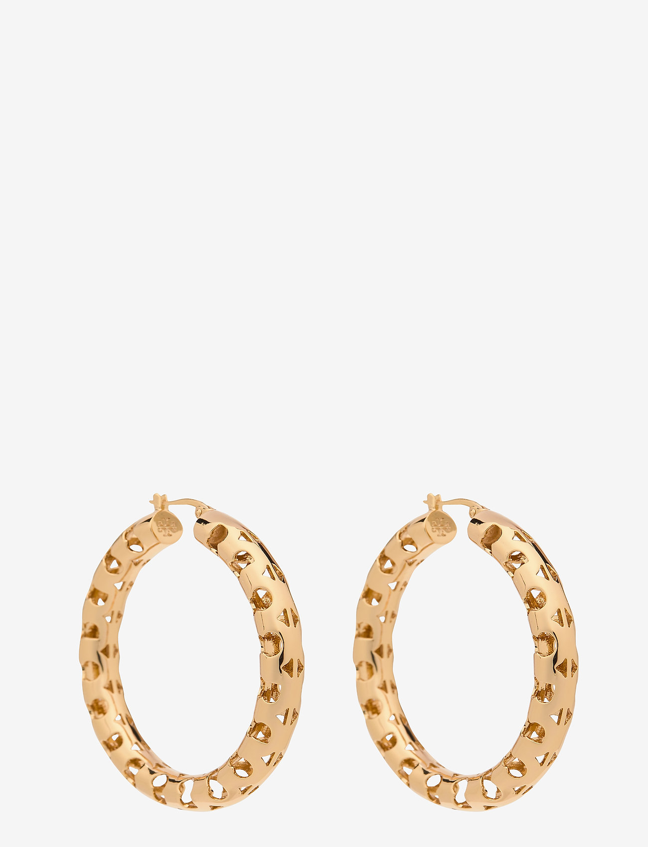 Tory Burch - SERIF-T FRETWORK HOOP EARRING - tory gold - 0
