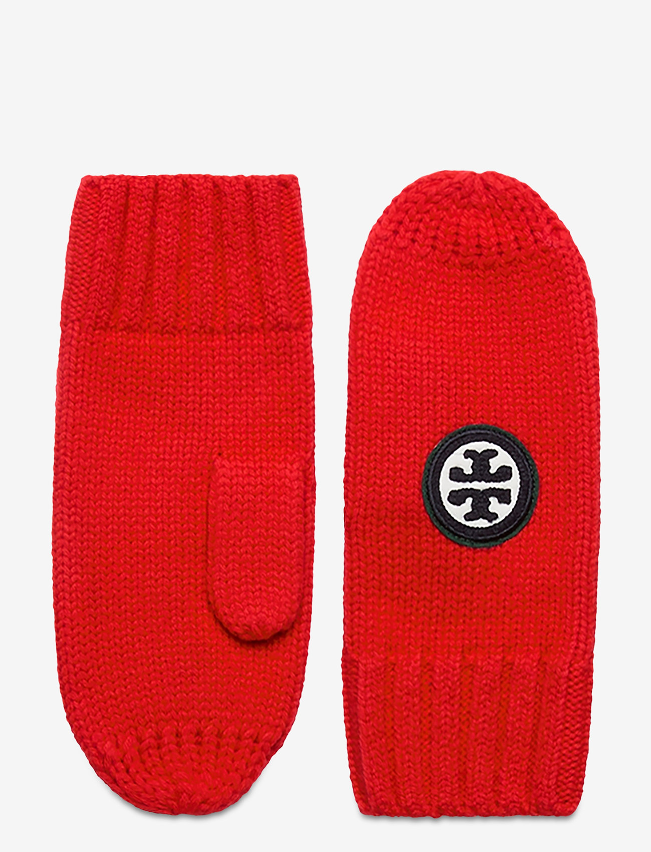 COLOR-BLOCK LOGO MITTENS - RED